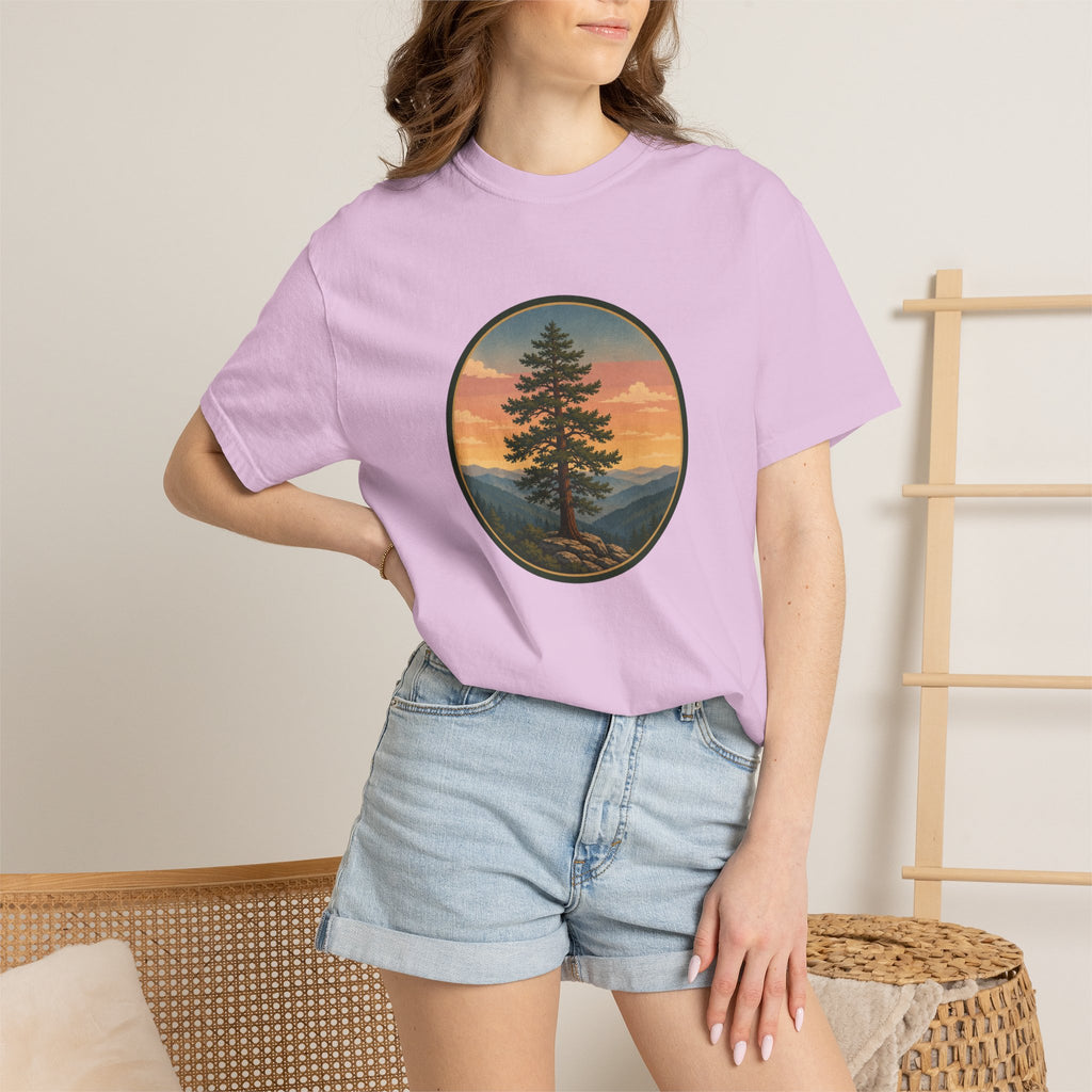Cedar Tree Sunset T-Shirt — Vintage Mountain Cedar Graphic Tee