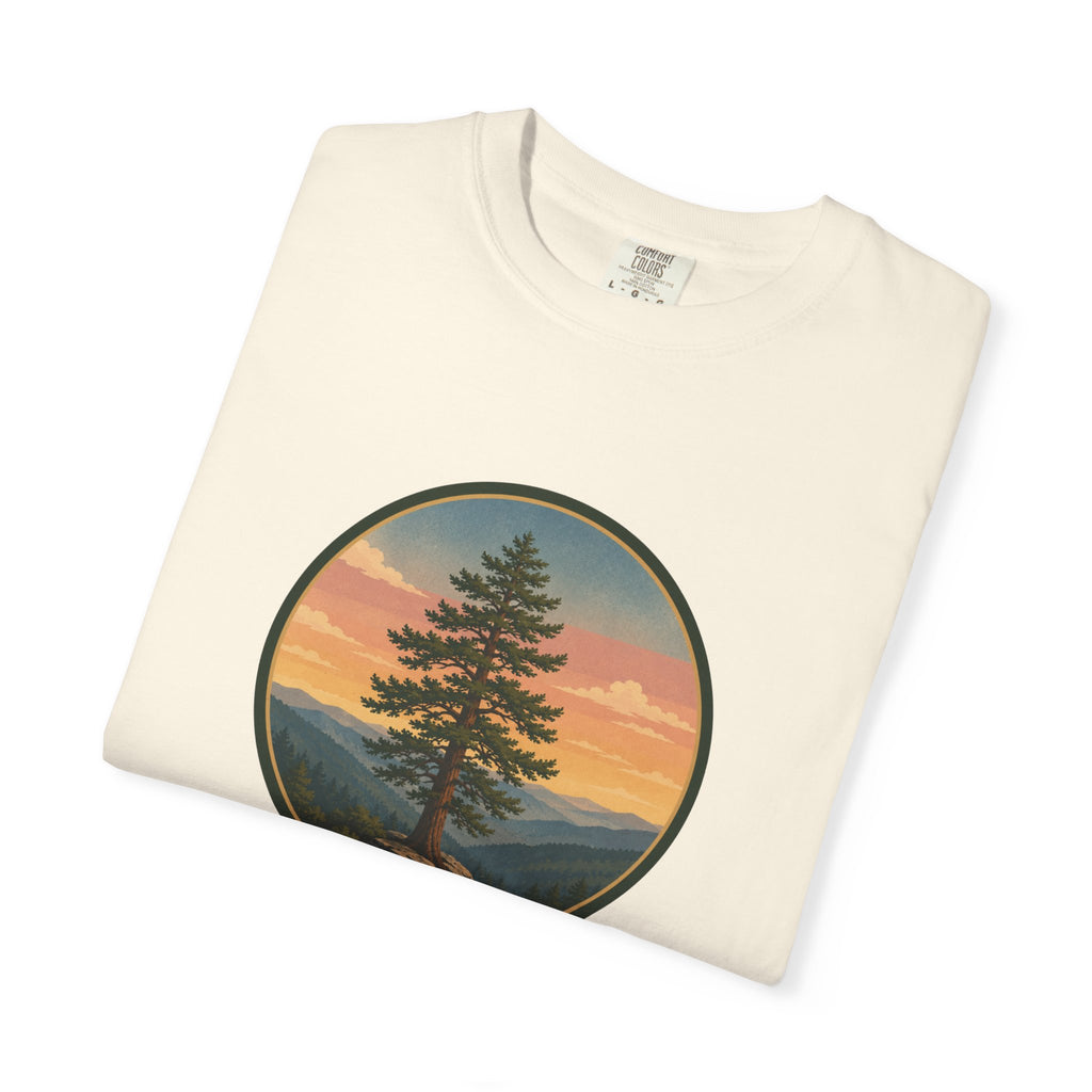 Cedar Tree Sunset T-Shirt — Vintage Mountain Cedar Graphic Tee