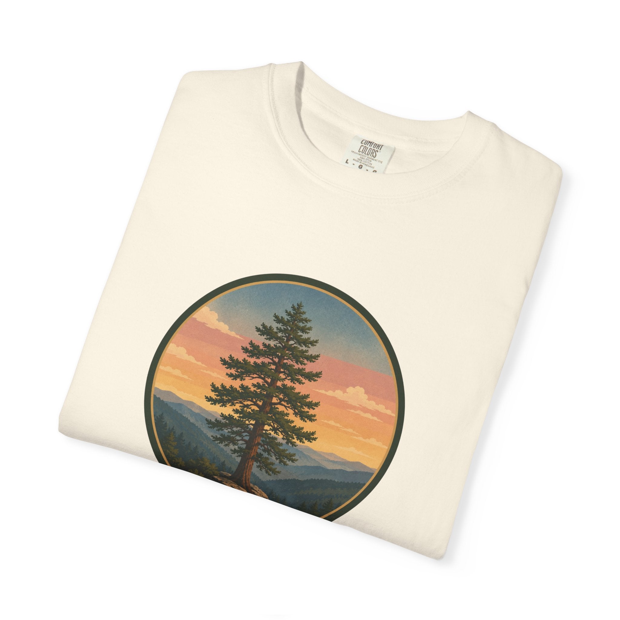Cedar Tree Sunset T-Shirt — Vintage Mountain Cedar Graphic Tee
