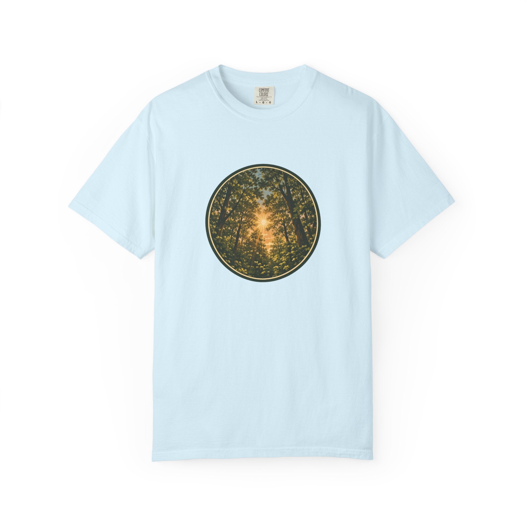 Forest Sunburst T-Shirt — Circular Woodland Nature Tee