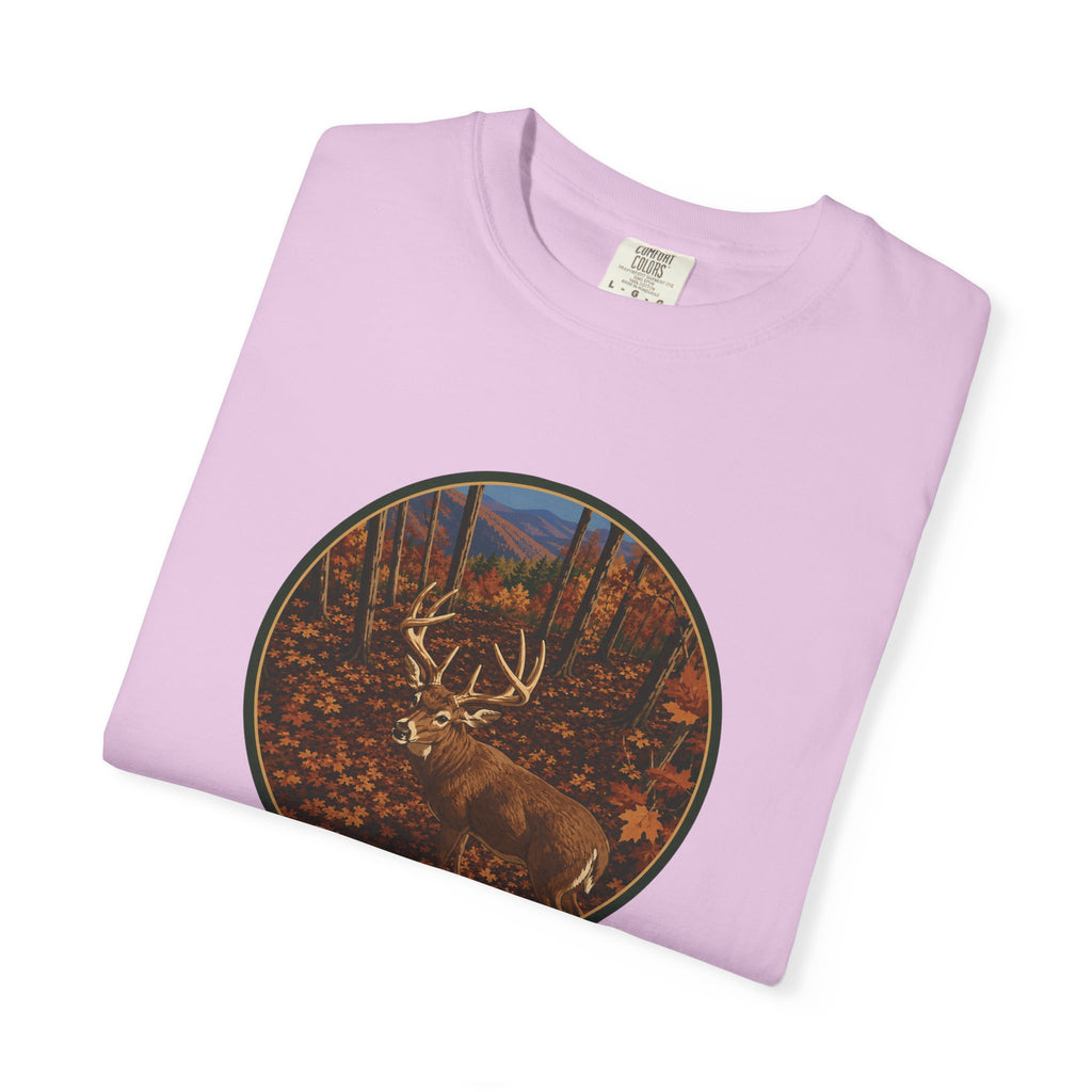 Whitetail BuckT-Shirt — Autumn Forest Deer Circle Graphic