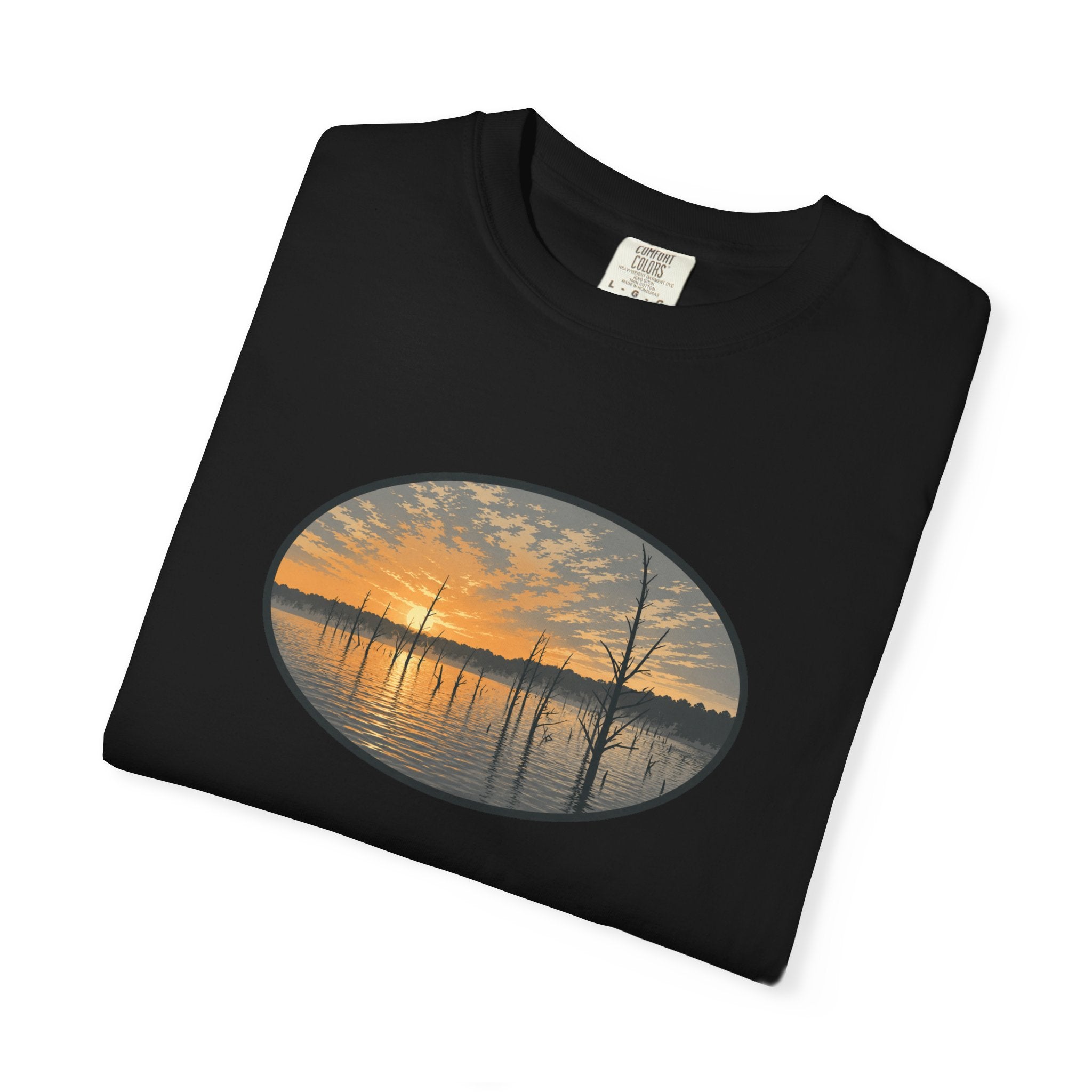 Sunrise Wooded Lake Oval T-Shirt