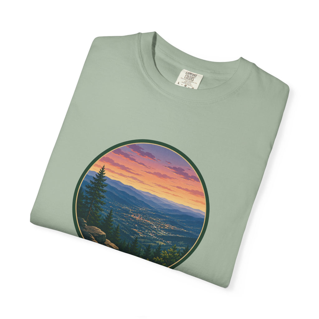 Sunset Mountain T-Shirt - Night Life Below Circle Graphic