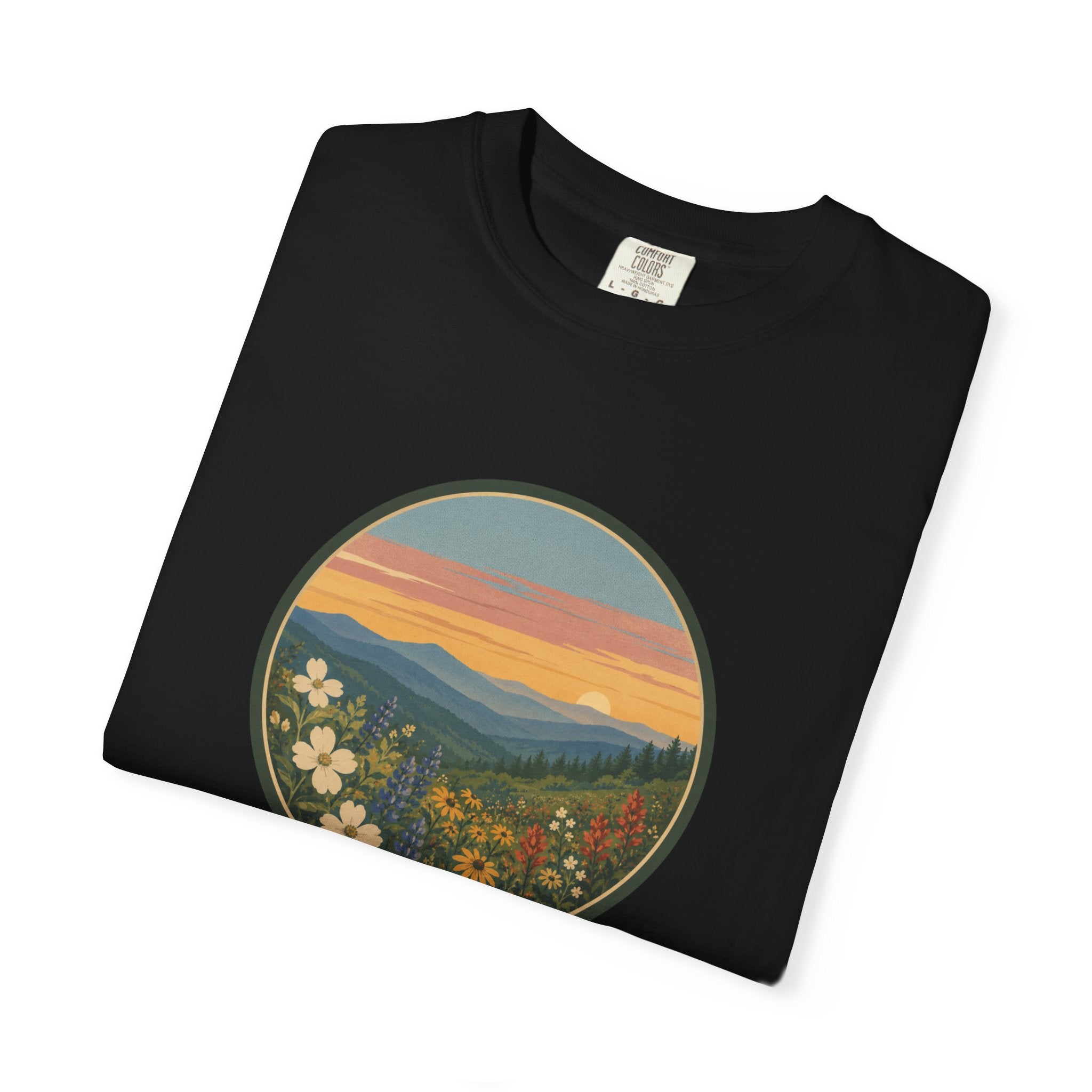 Scenic Sunset Mountain Wildflower T-Shirt