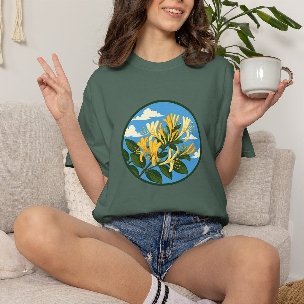Honeysuckle Circle Tee — Botanical Floral Graphic T-Shirt
