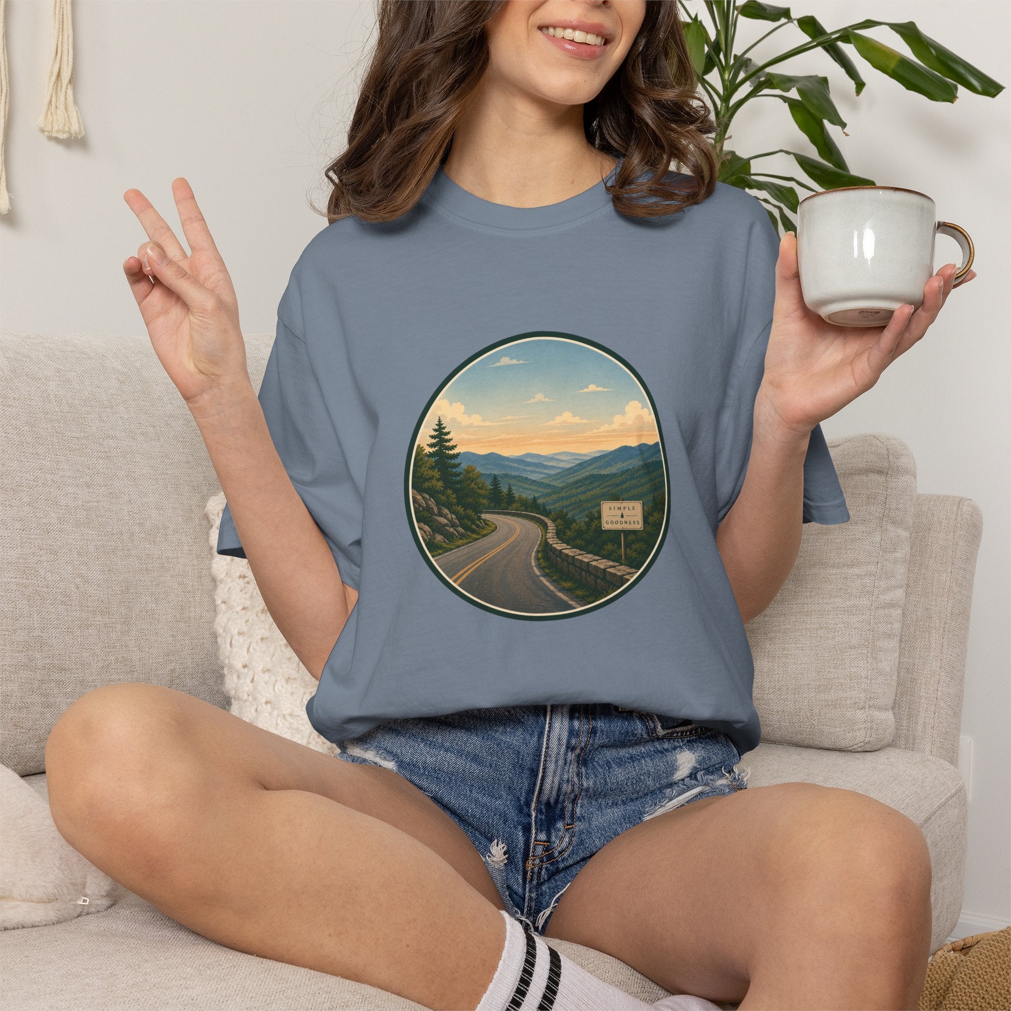 Road Through the Mountains T-Shirt — Scenic Sunset Drive Graphic Tee