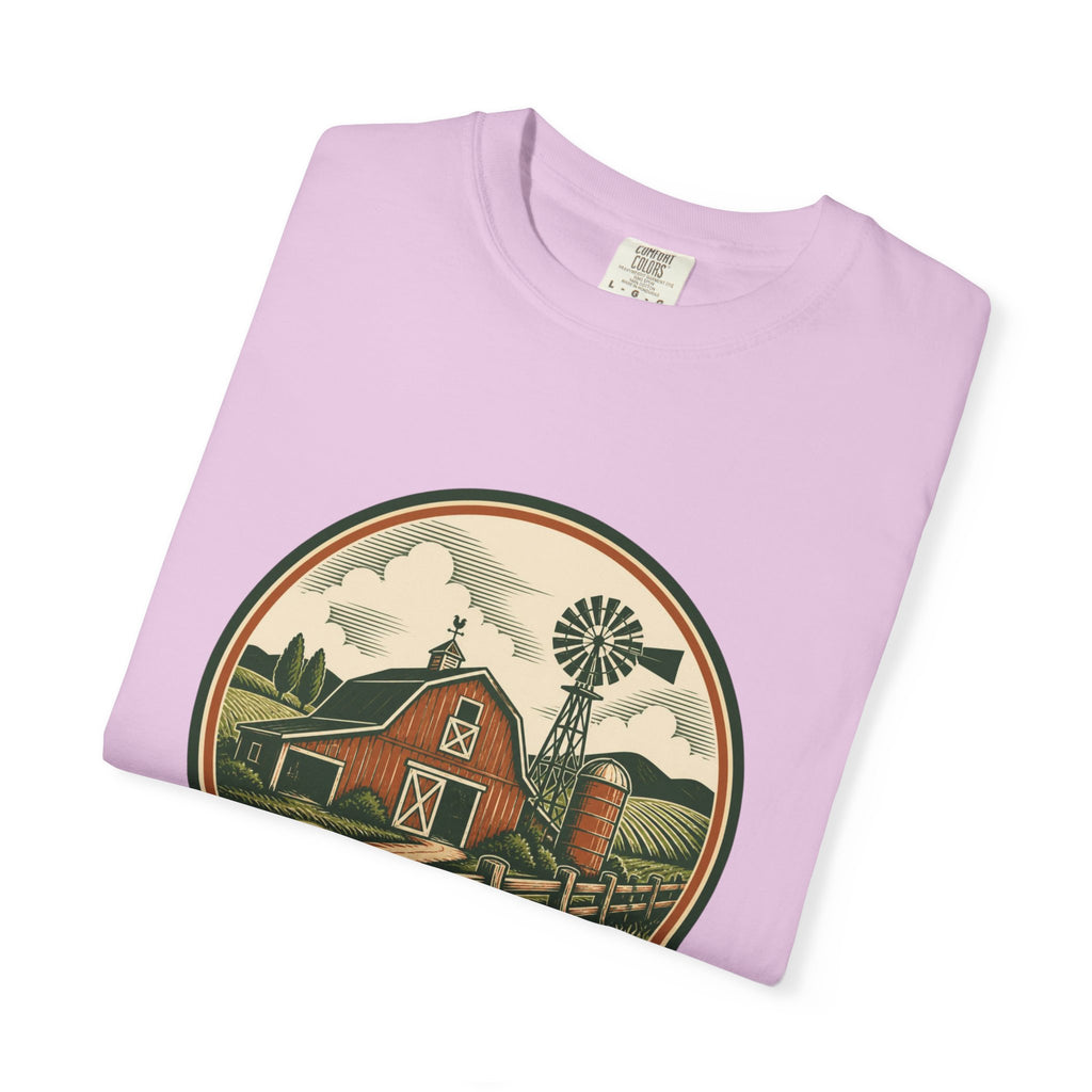 Barn & Windmill Farm T-Shirt — Vintage Rural Landscape Tee