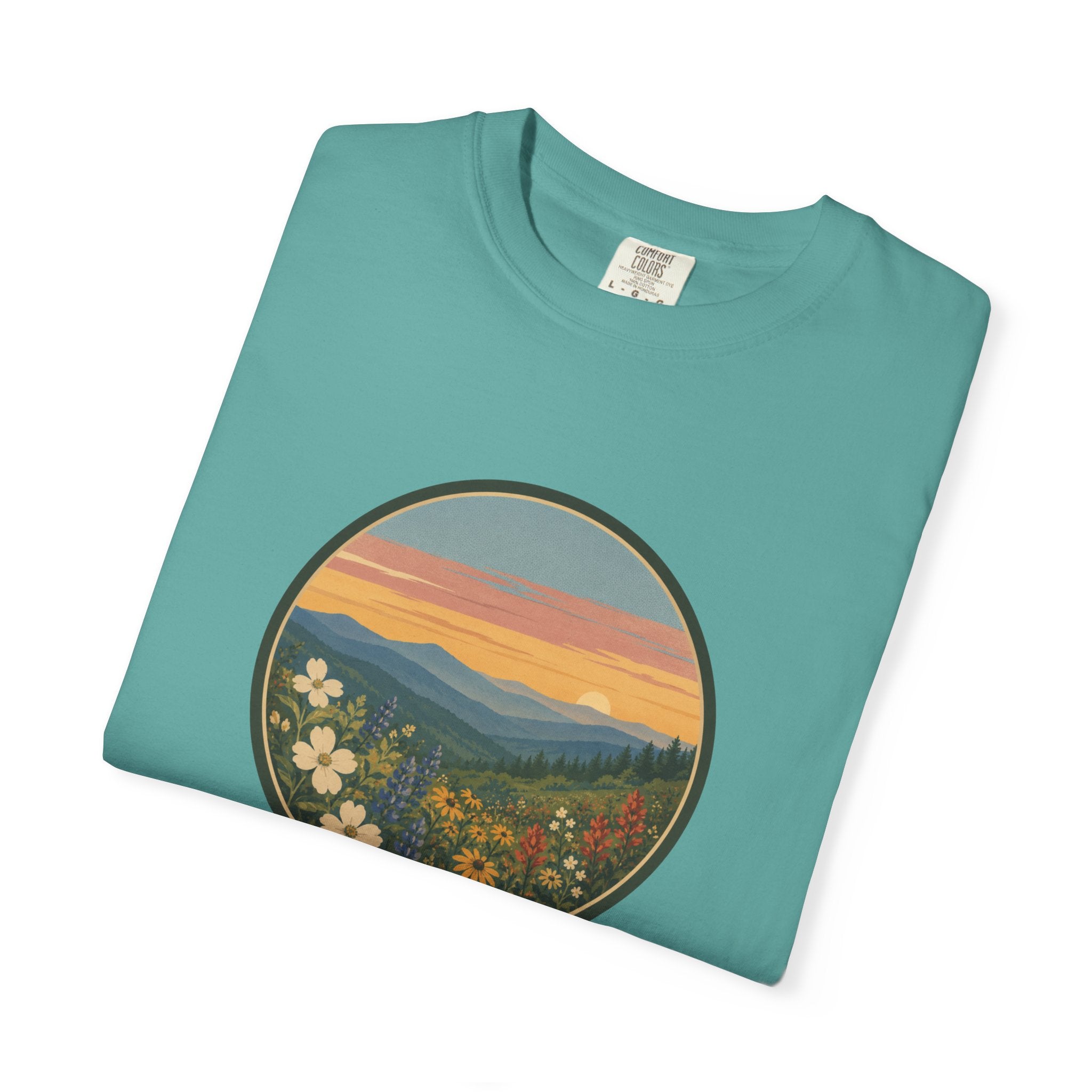 Scenic Sunset Mountain Wildflower T-Shirt