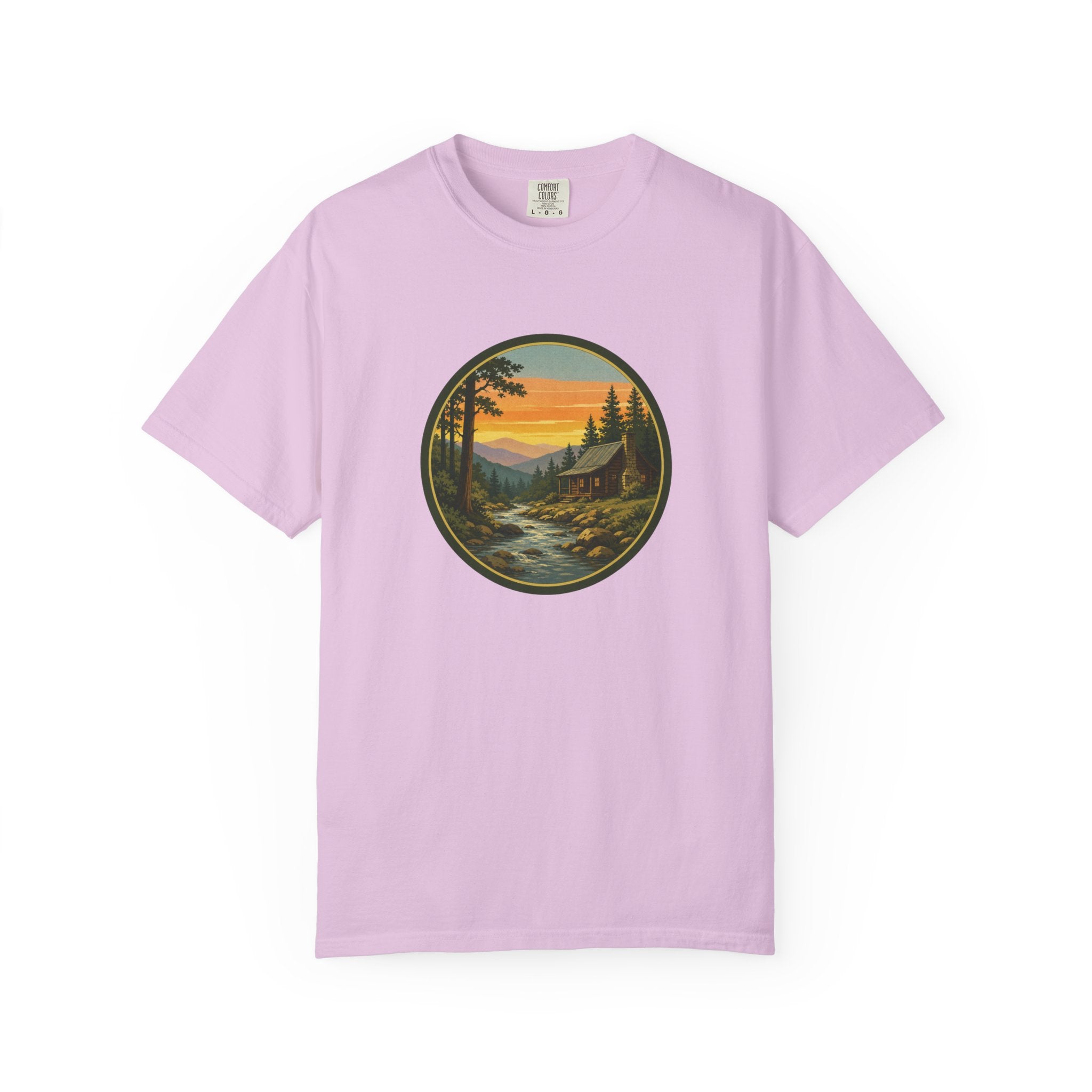 Nature Sunset River T-Shirt — Vintage Mountain Cabin Scenic Tee