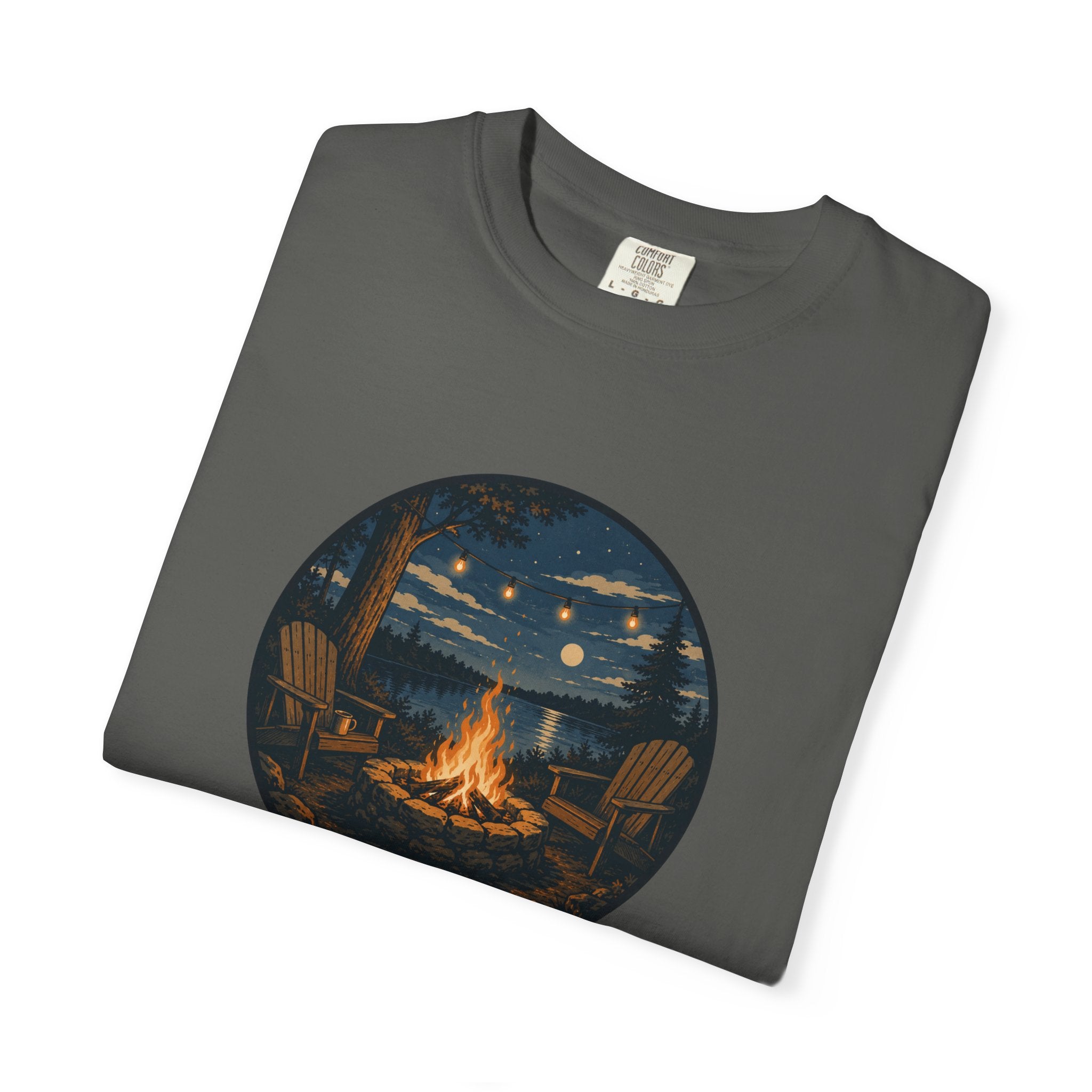 Campfire Night T-Shirt — Cozy Lakeside Bonfire Design