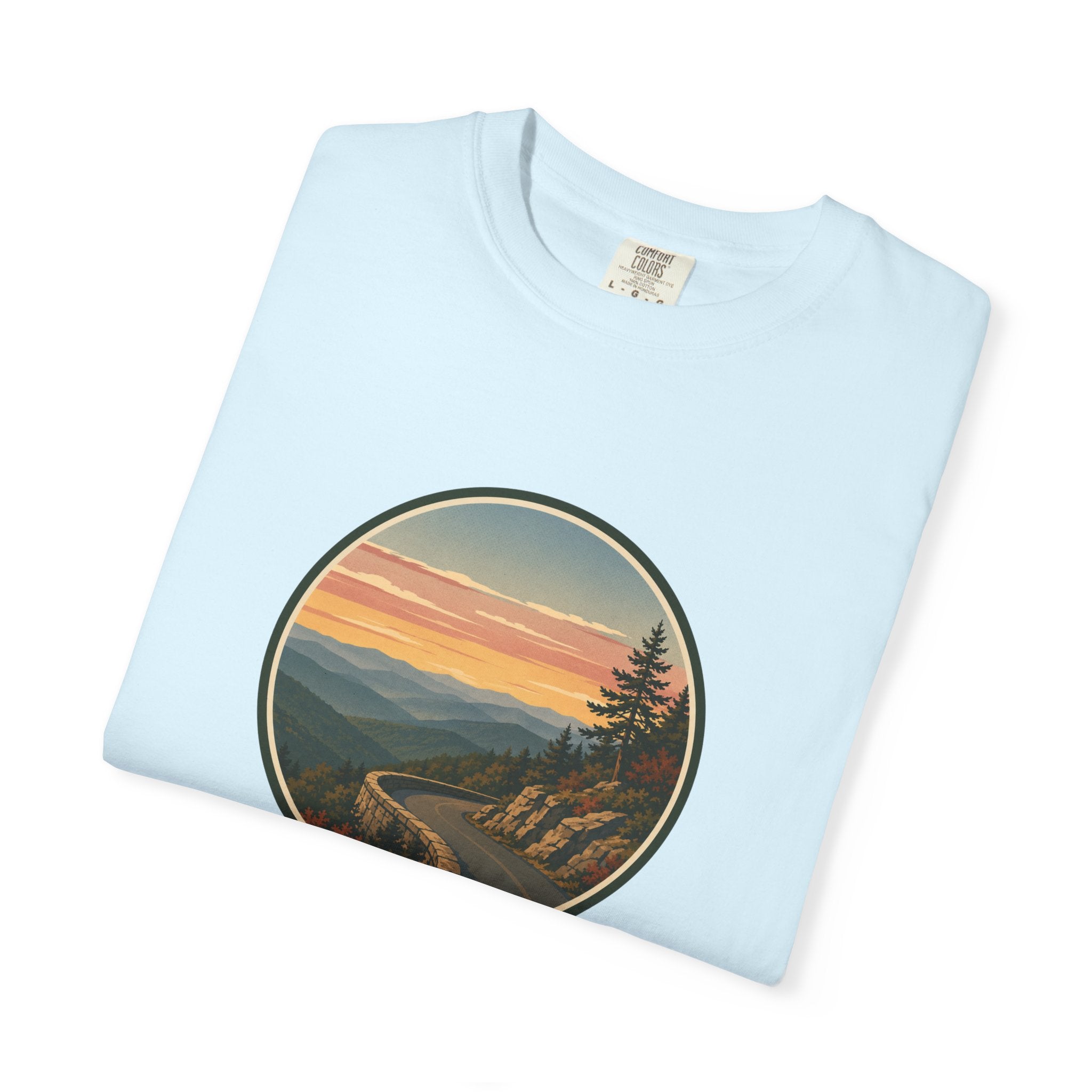 Scenic Sunset Road T-Shirt — Mountain Drive Vintage Circle Graphic
