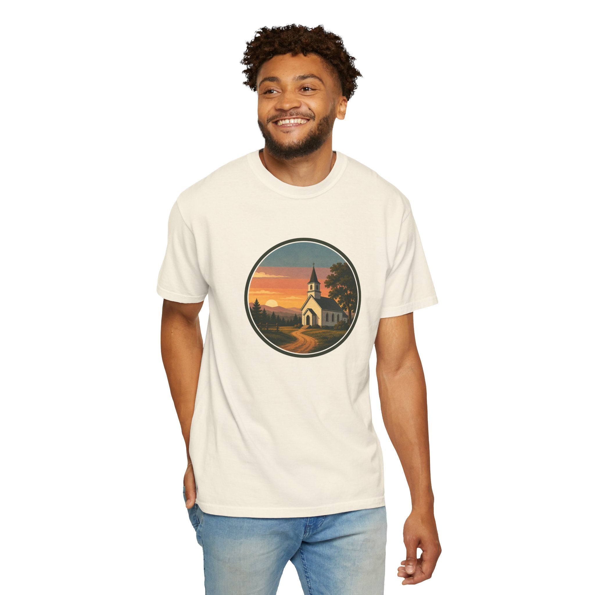 Vintage Church Sunset T-Shirt