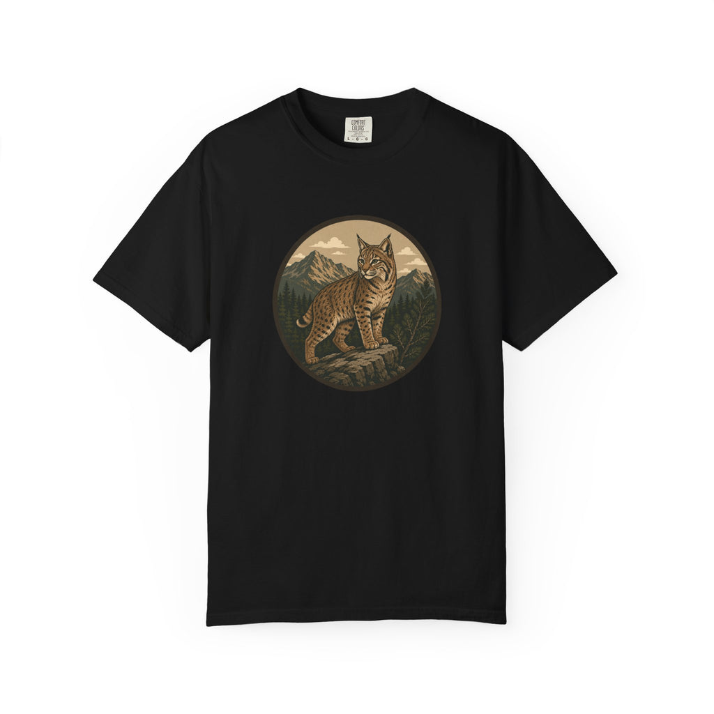 Bobcat Mountain Tee — Retro Wilderness Cat Graphic T-Shirt
