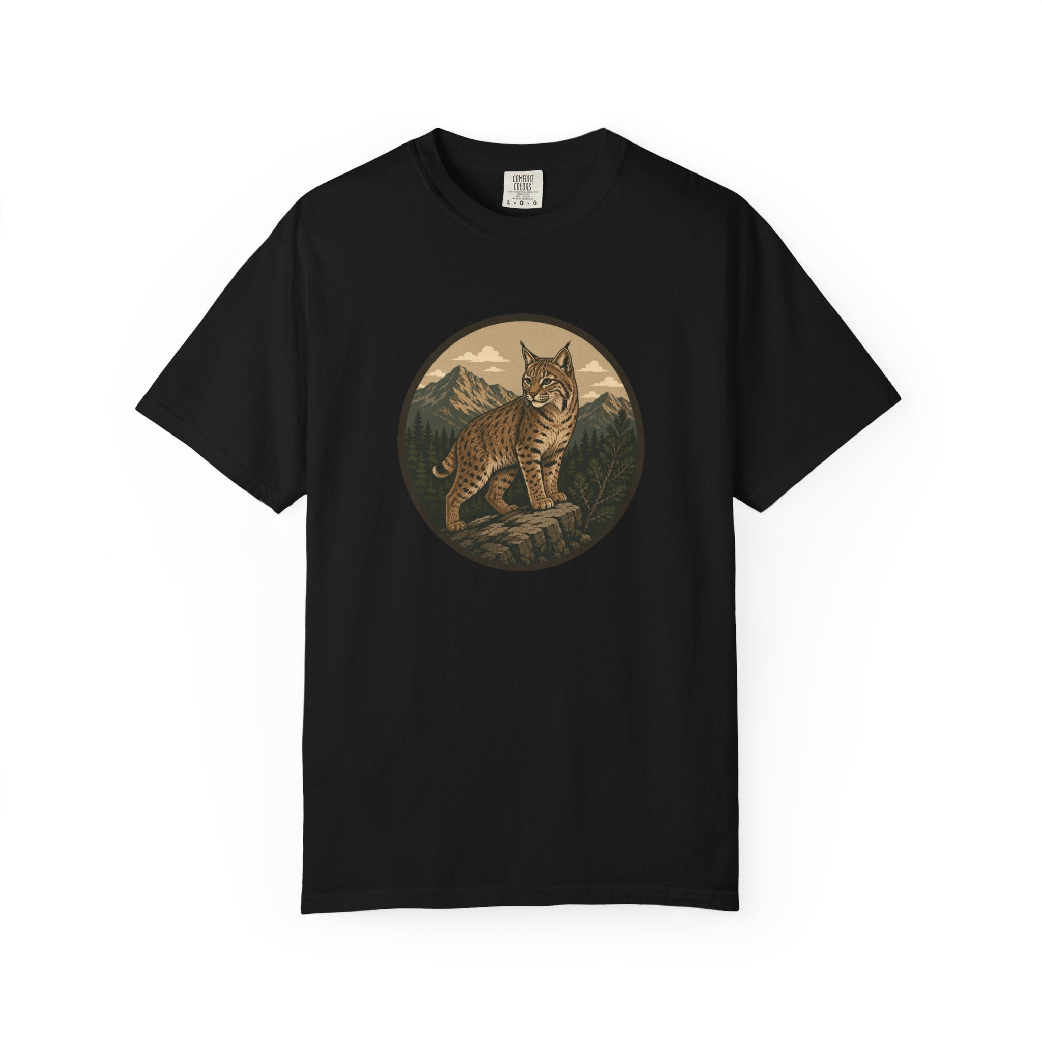 Bobcat Mountain Tee — Retro Wilderness Cat Graphic T-Shirt