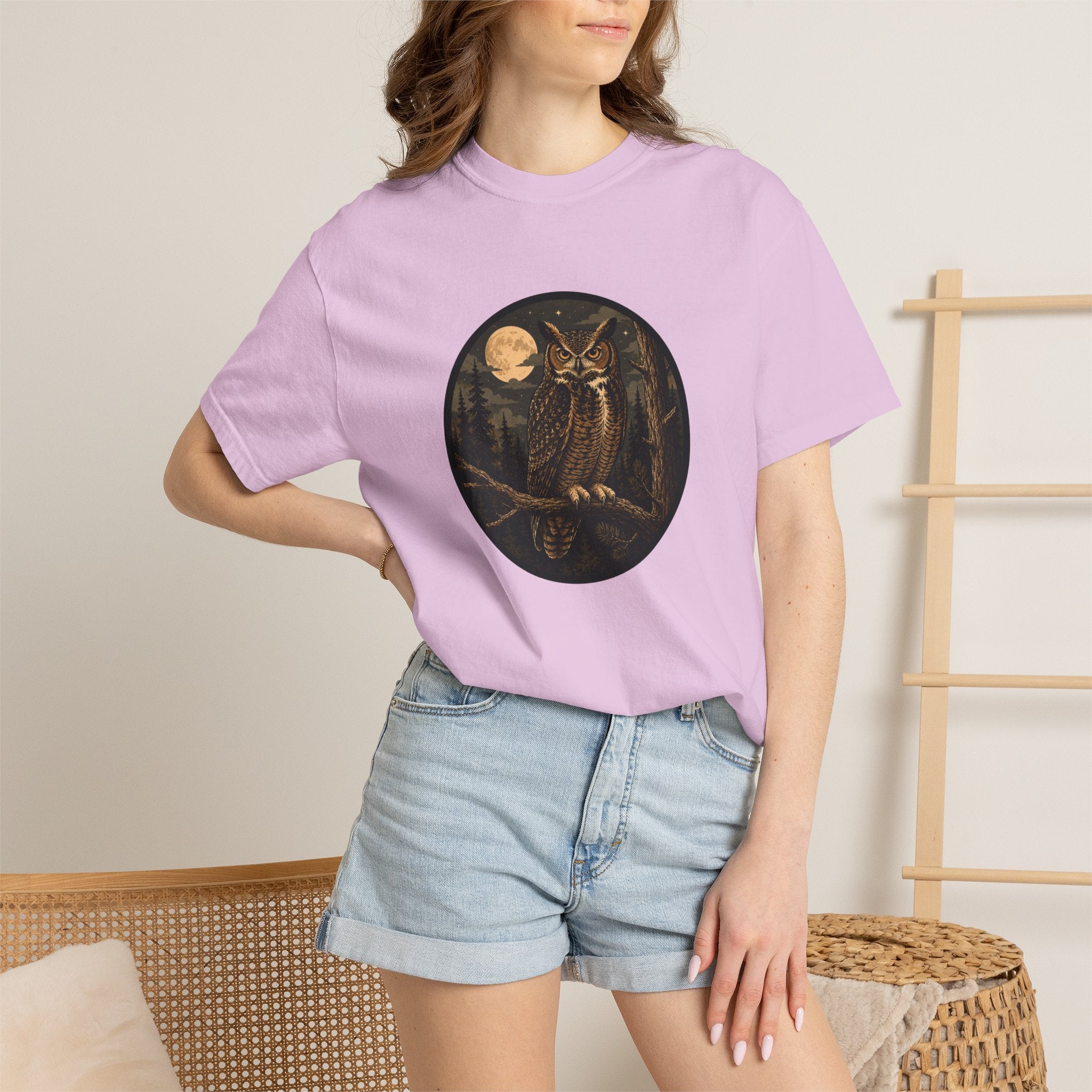 Owl Moon T-Shirt — Vintage Night Forest Graphic
