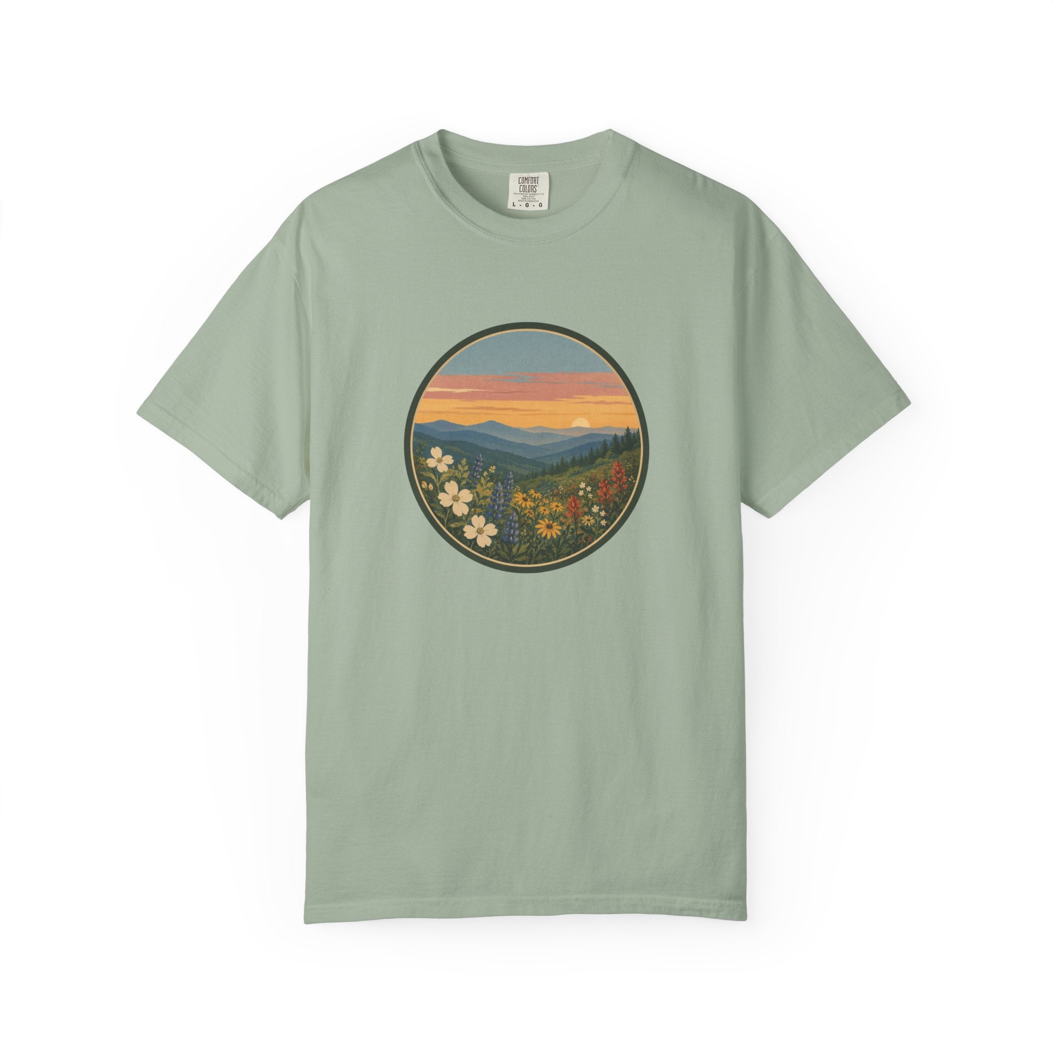Scenic Sunset Mountain Wildflower T-Shirt