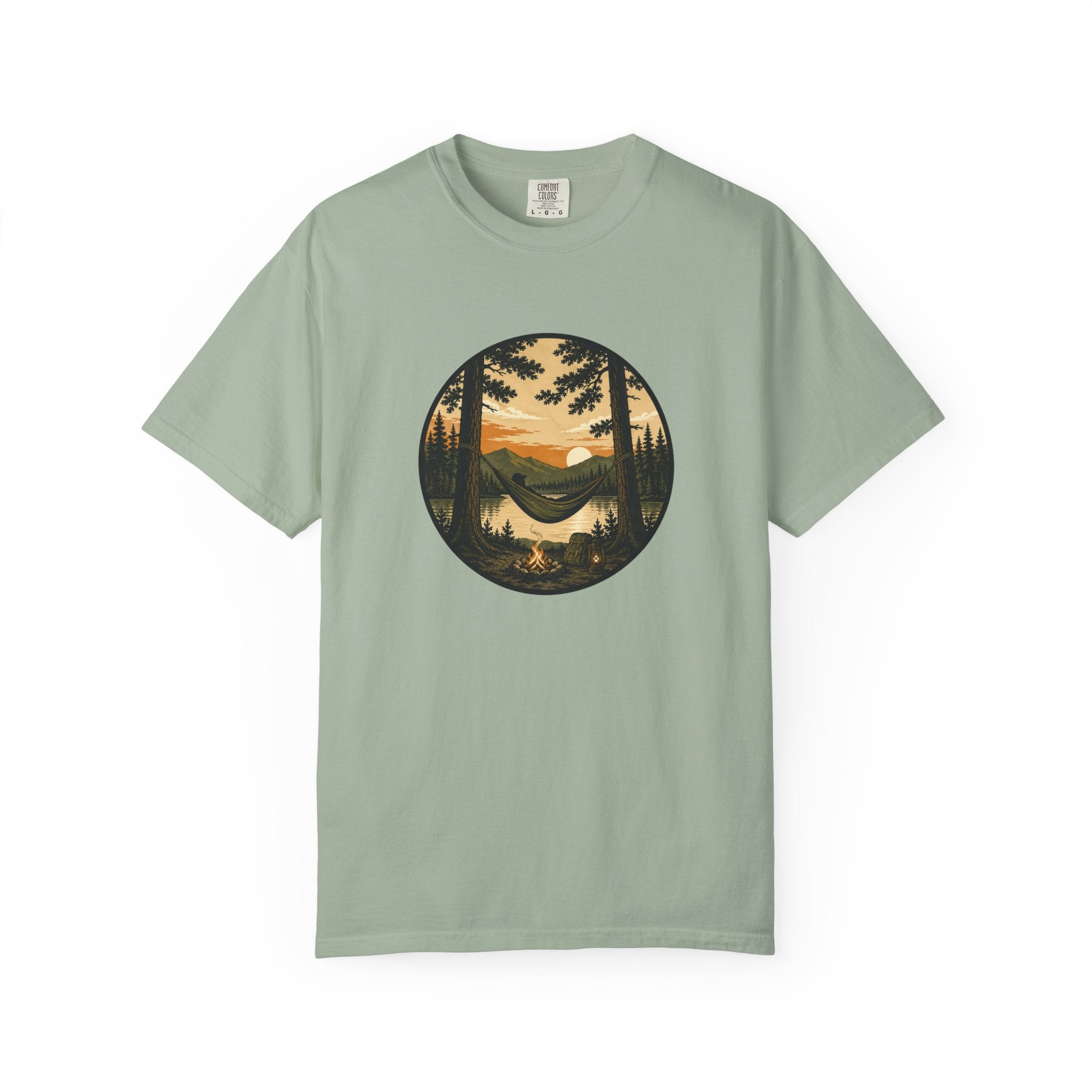 Vintage Mountain Lake T-Shirt — Sunset Forest Camper Tee