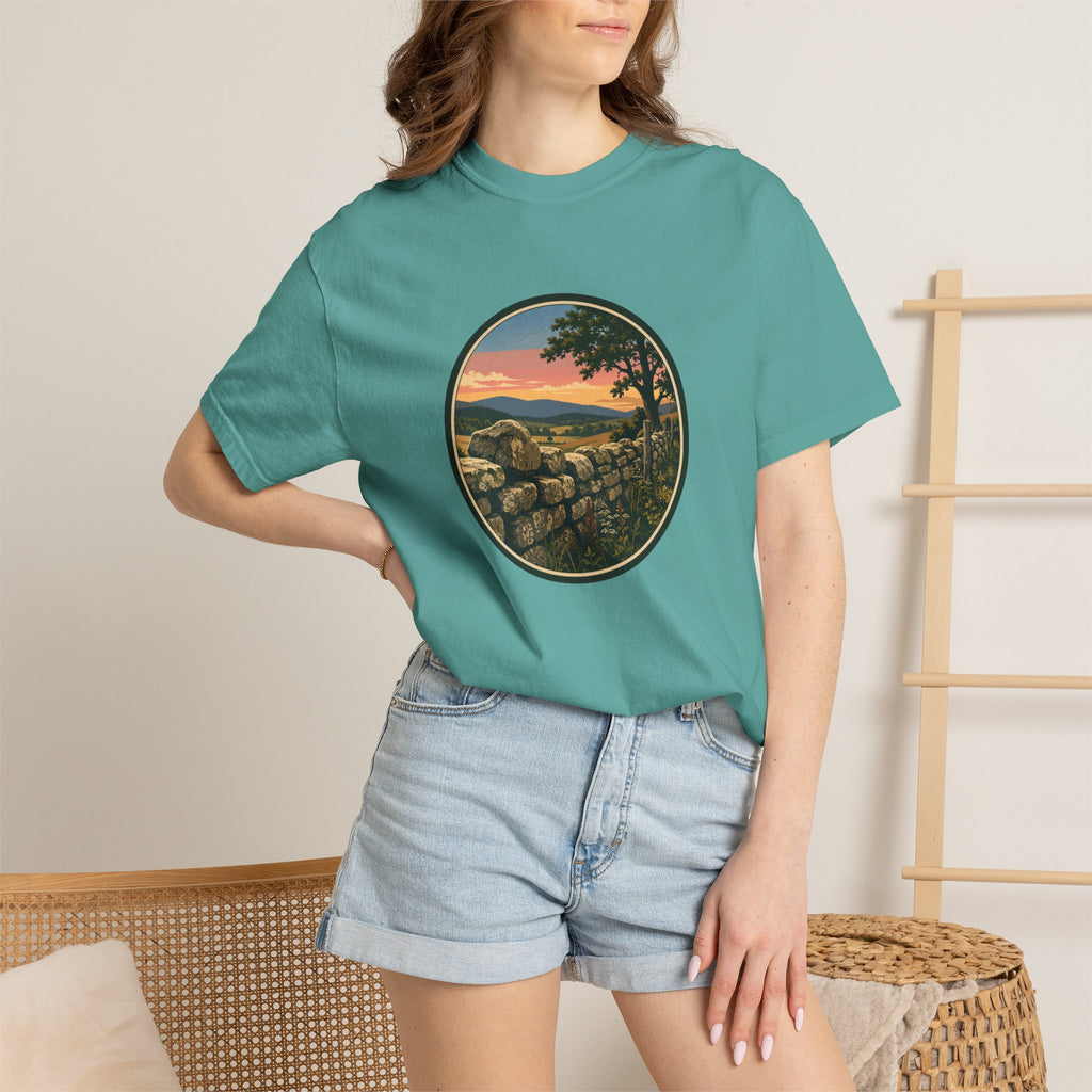 Sunset Stone Wall Circle T-Shirt