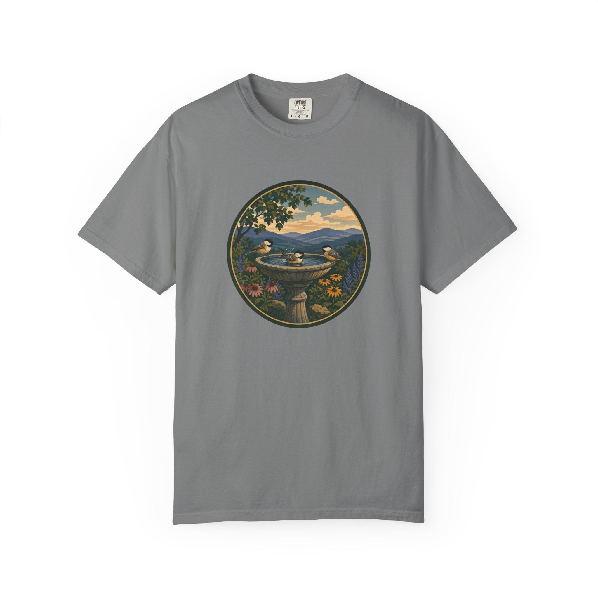 Scenic Birdbath Landscape T-Shirt