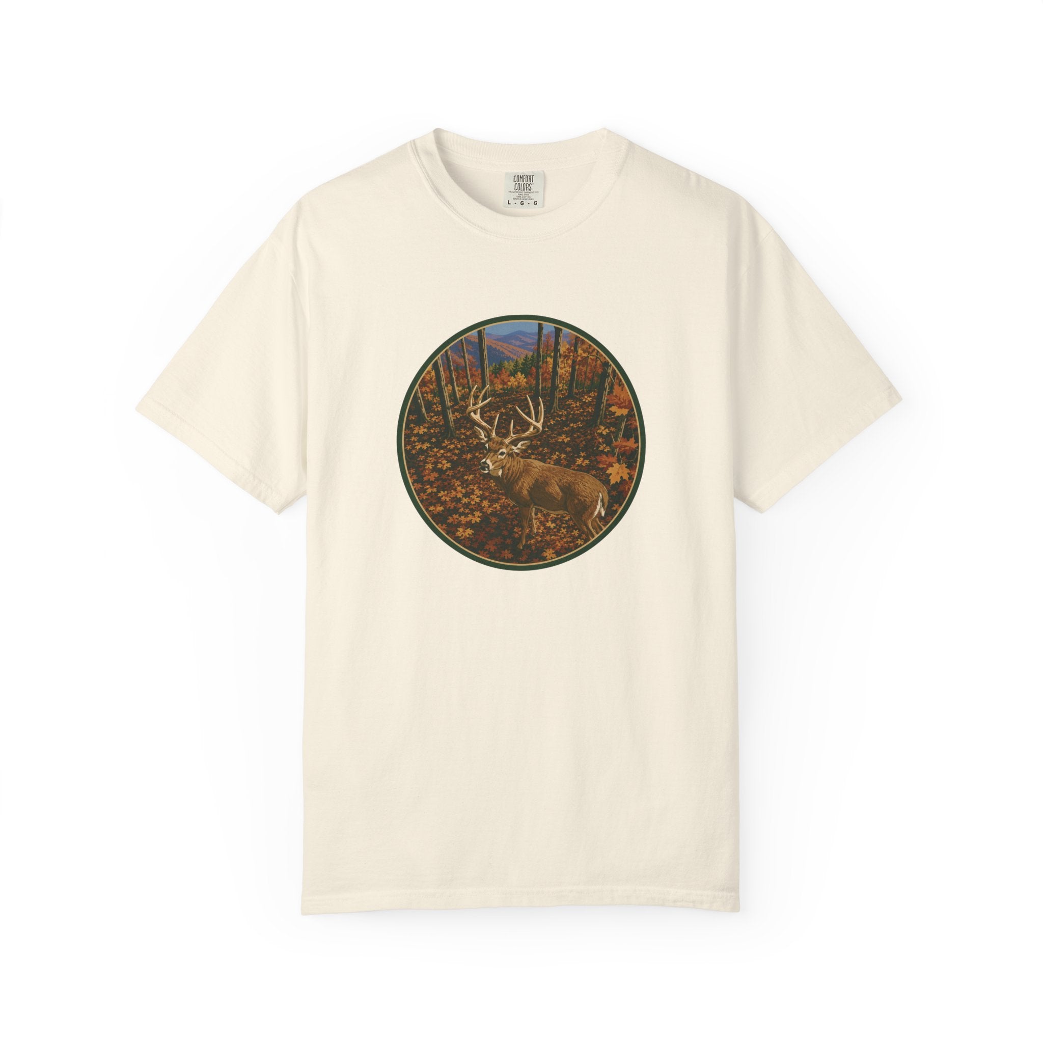 Whitetail BuckT-Shirt — Autumn Forest Deer Circle Graphic