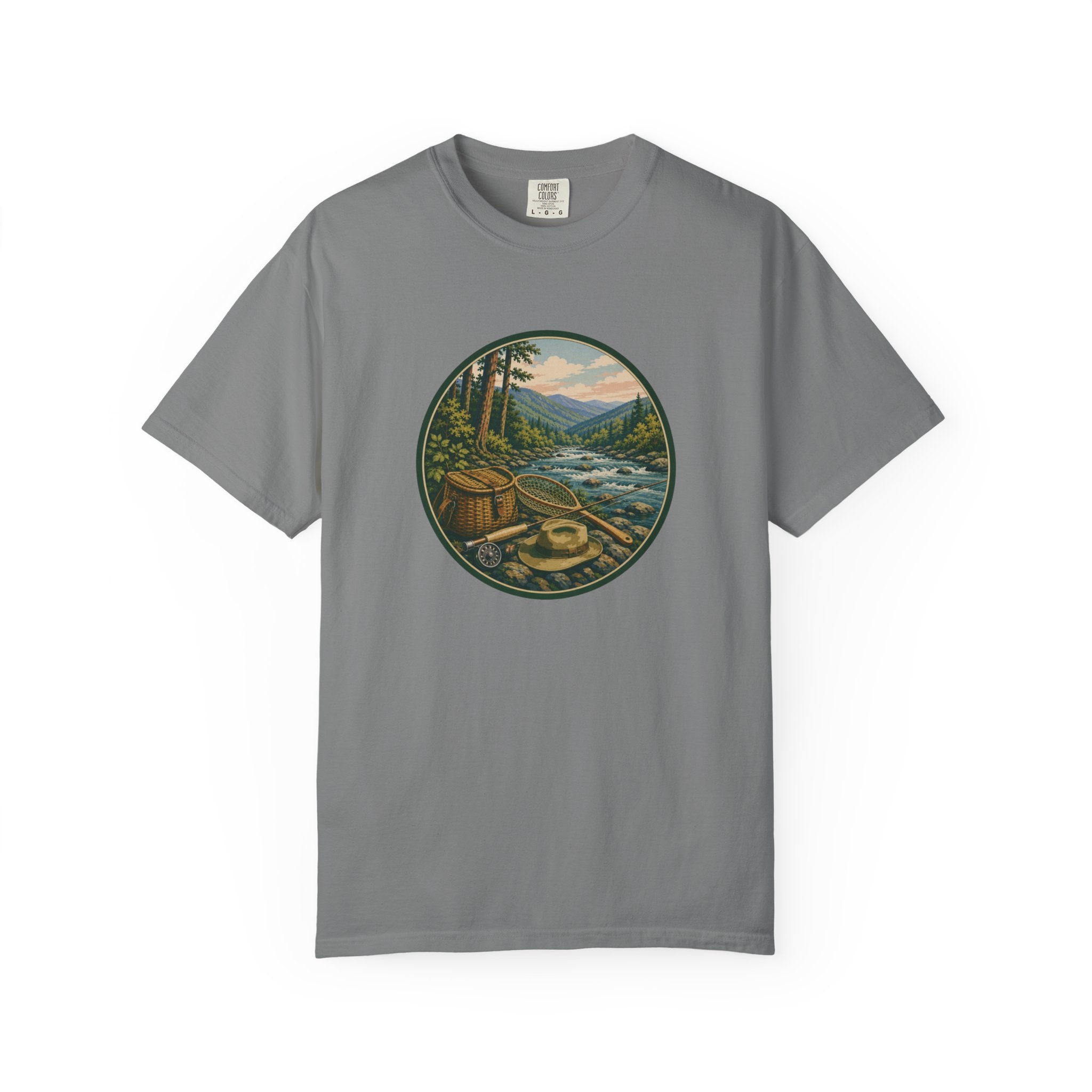 Outdoor River Fly Fishing T-Shirt — Vintage Fly Fishing Design