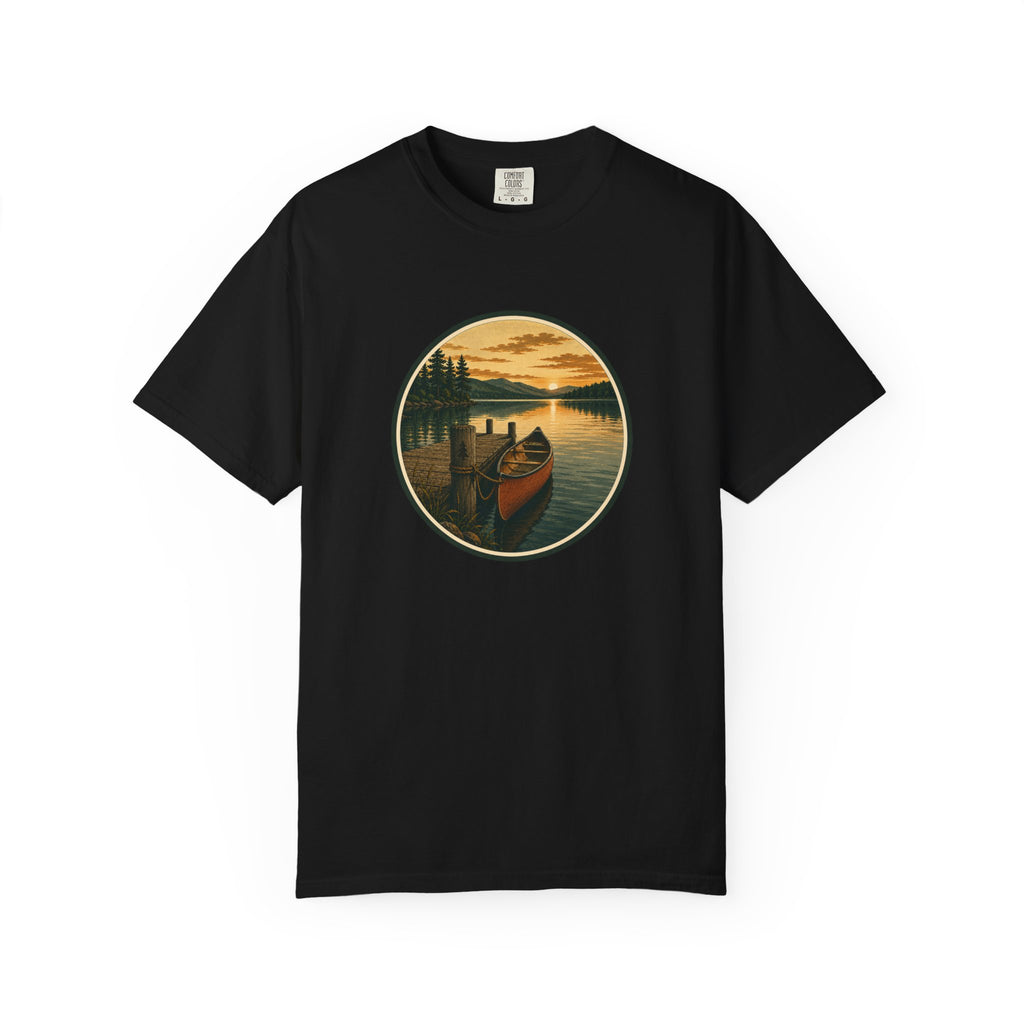 Canoe Sunset T-Shirt — Vintage Lake Adventure Graphic