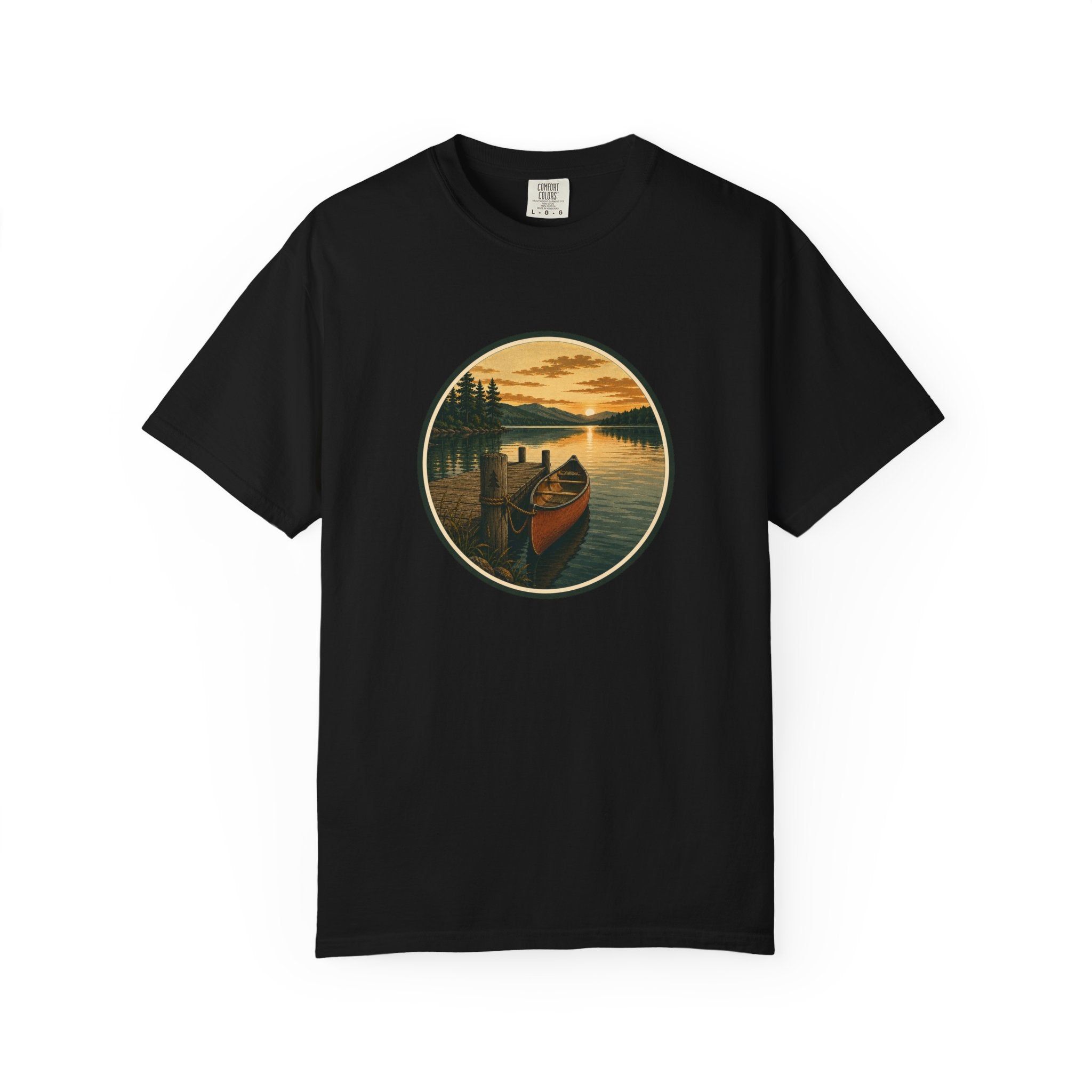 Canoe Sunset T-Shirt — Vintage Lake Adventure Graphic