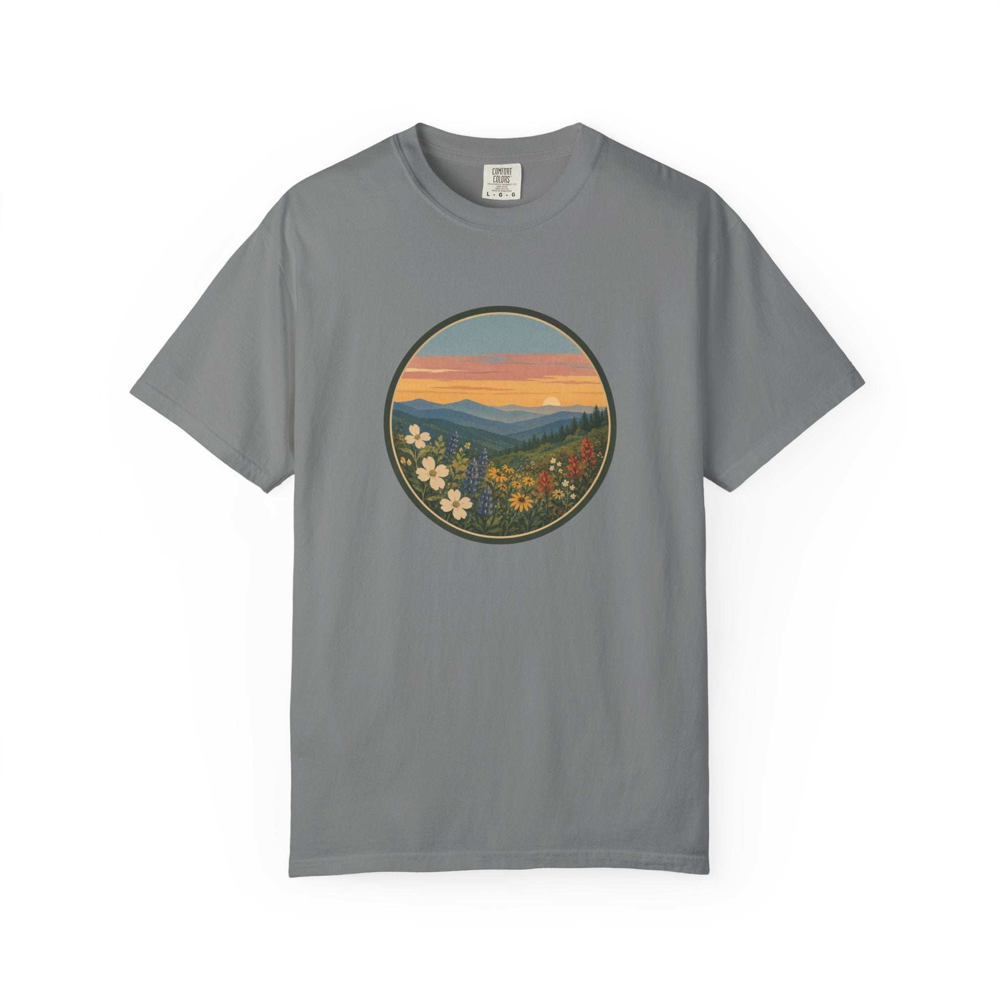 Scenic Sunset Mountain Wildflower T-Shirt