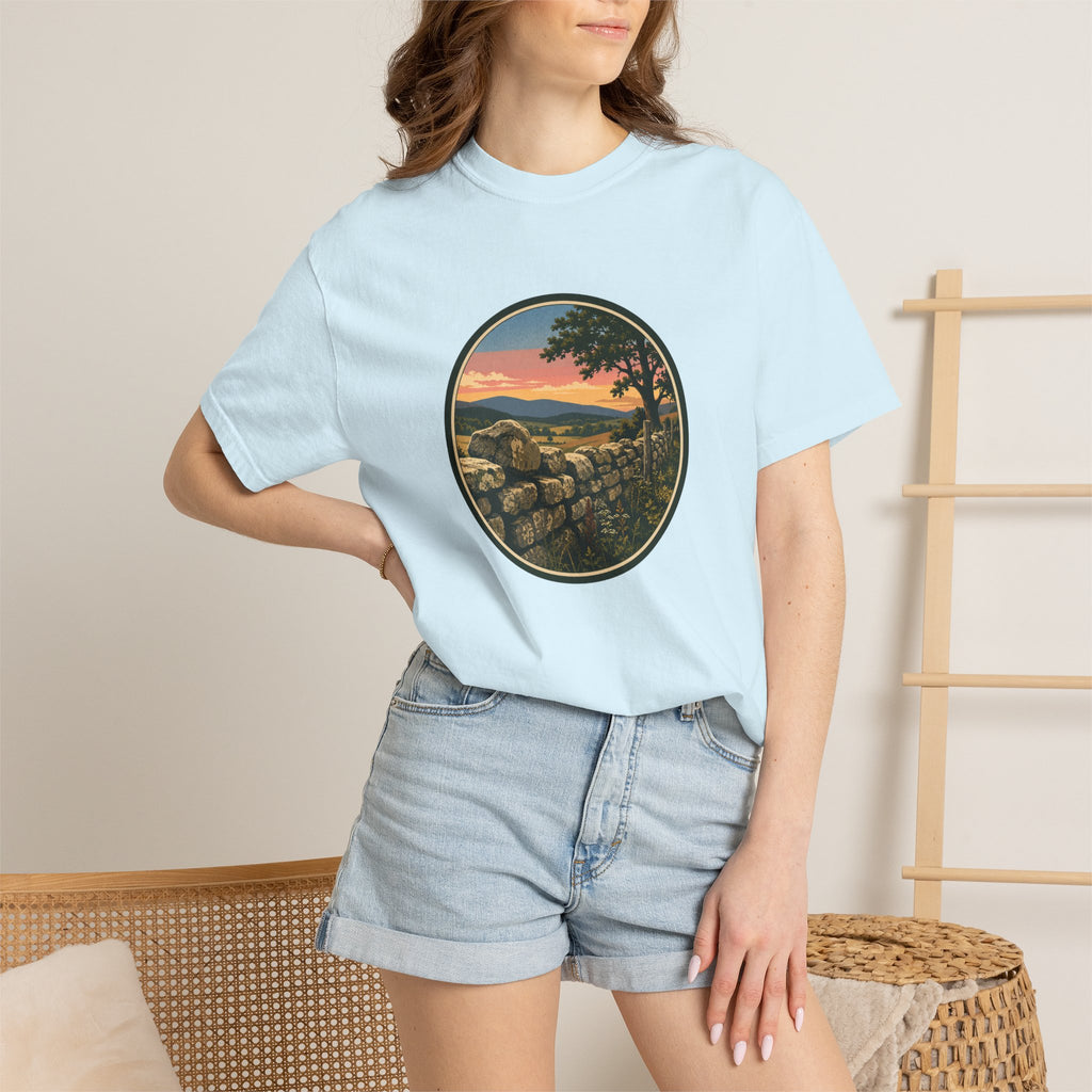 Sunset Stone Wall Circle T-Shirt