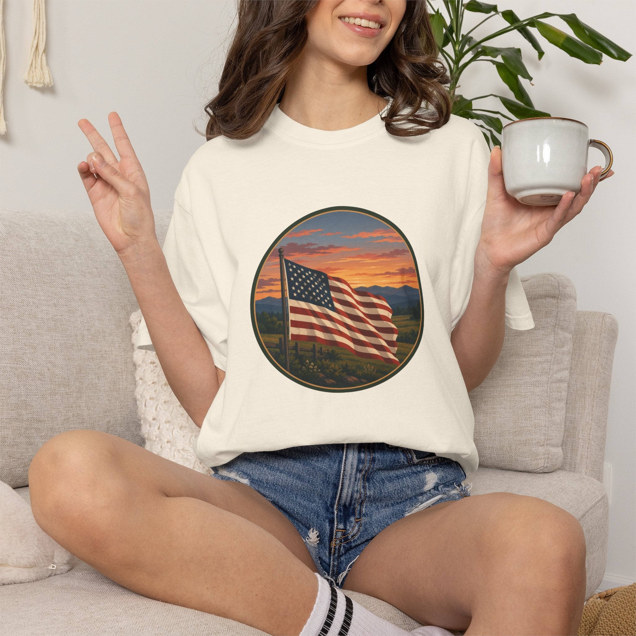 American Flag Sunset T-Shirt