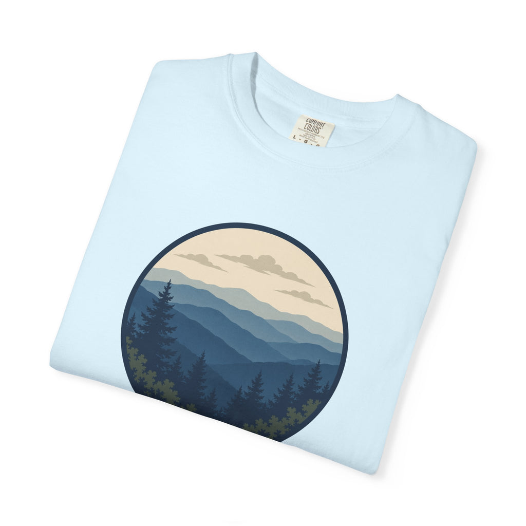 Mountain Ridge Circle T-Shirt — Scenic Forest Landscape Tee