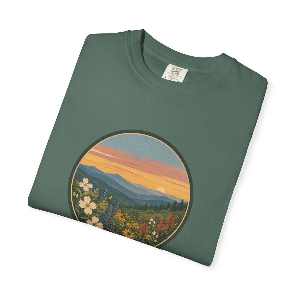Scenic Sunset Mountain Wildflower T-Shirt