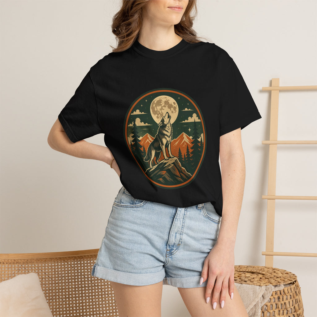 Wolf Howl T-Shirt — Vintage Moonlit Mountain Graphic Tee