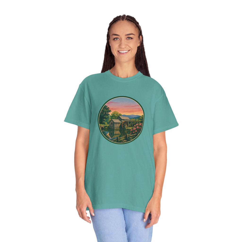 Scenic Sunset Watermill  T-Shirt