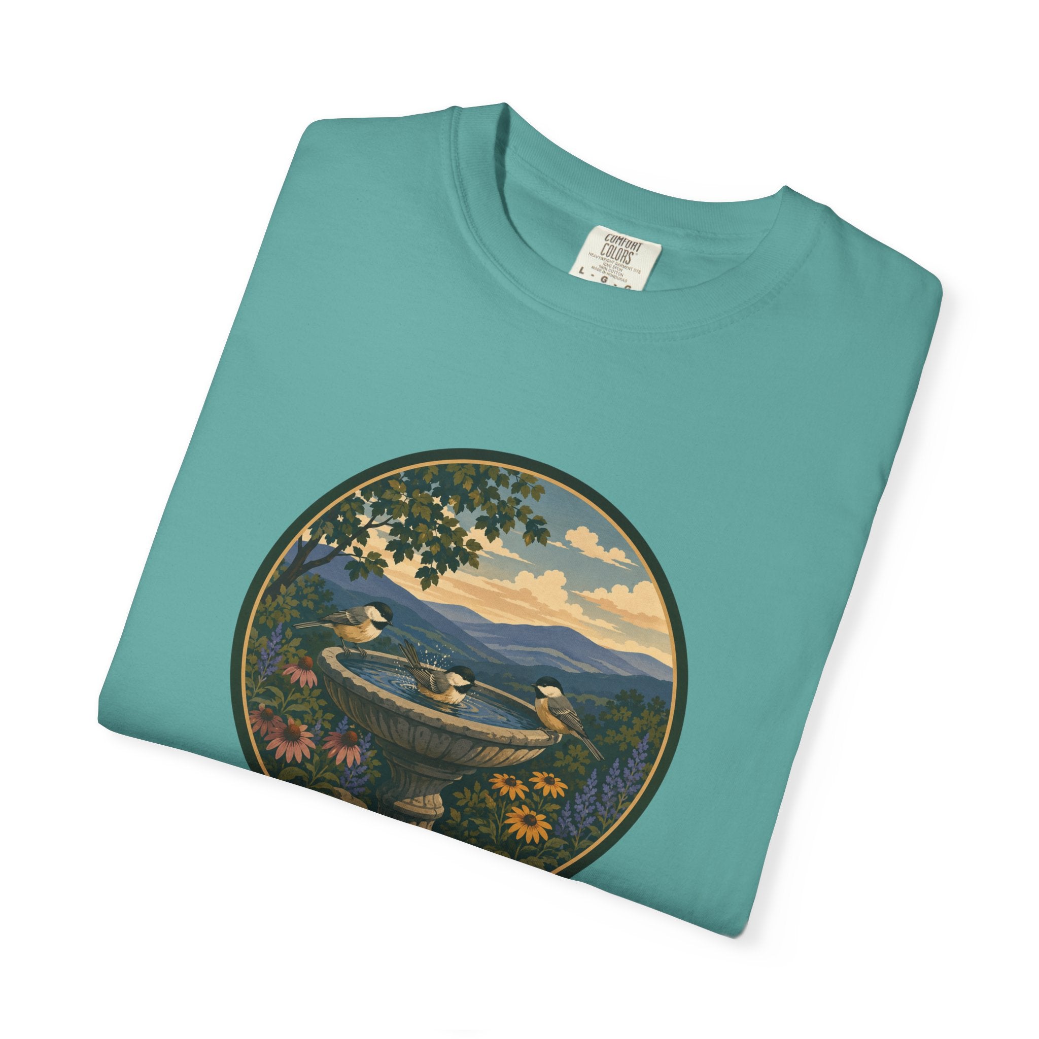Scenic Birdbath Landscape T-Shirt