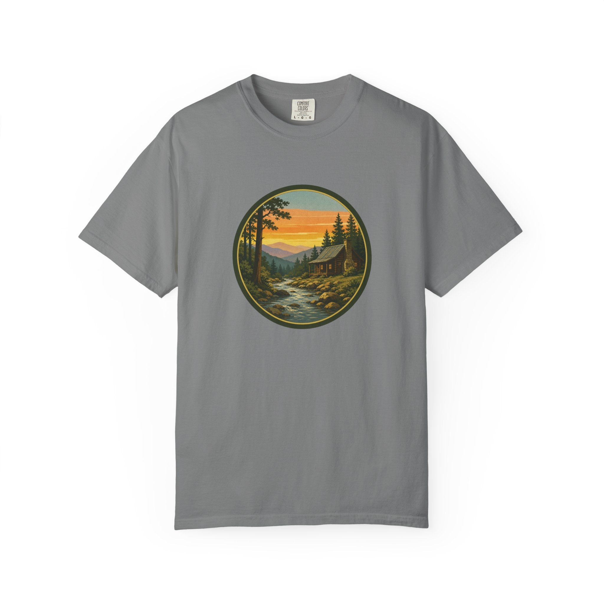 Nature Sunset River T-Shirt — Vintage Mountain Cabin Scenic Tee