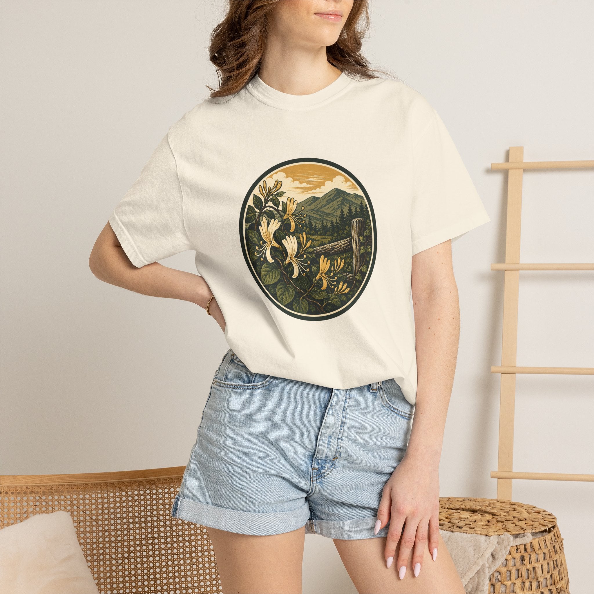Nature Circle Graphic Tee — Mountain Honeysuckle Scenic T-Shirt