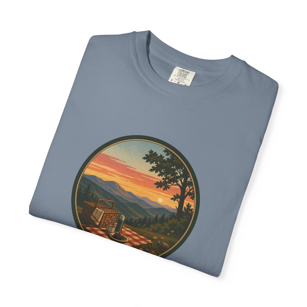 Sunset Picnic Tee — Scenic Mountain Picnic T-Shirt