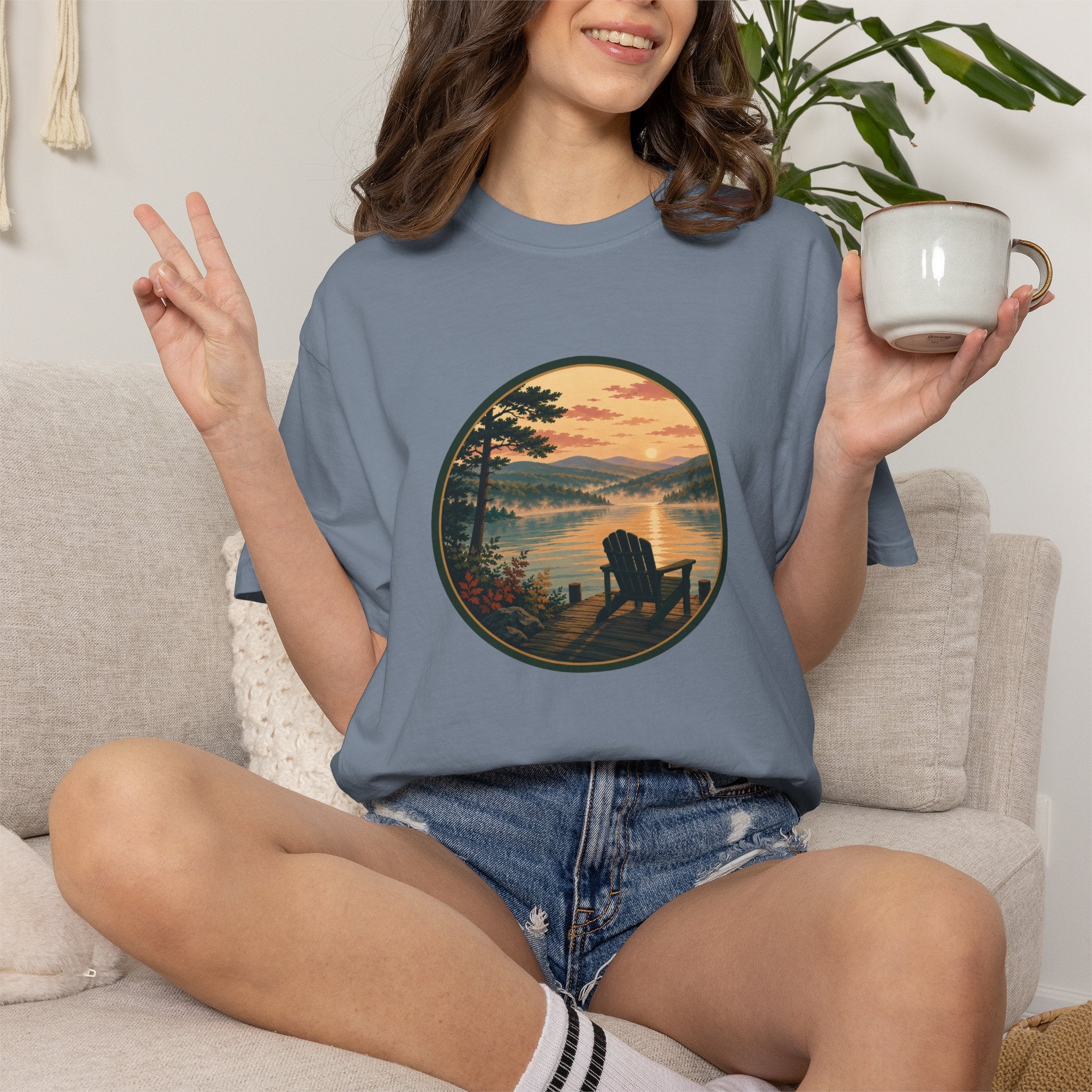 Lakeside Sunrise T-Shirt — Adirondack Chair at Sunrise Graphic Tee