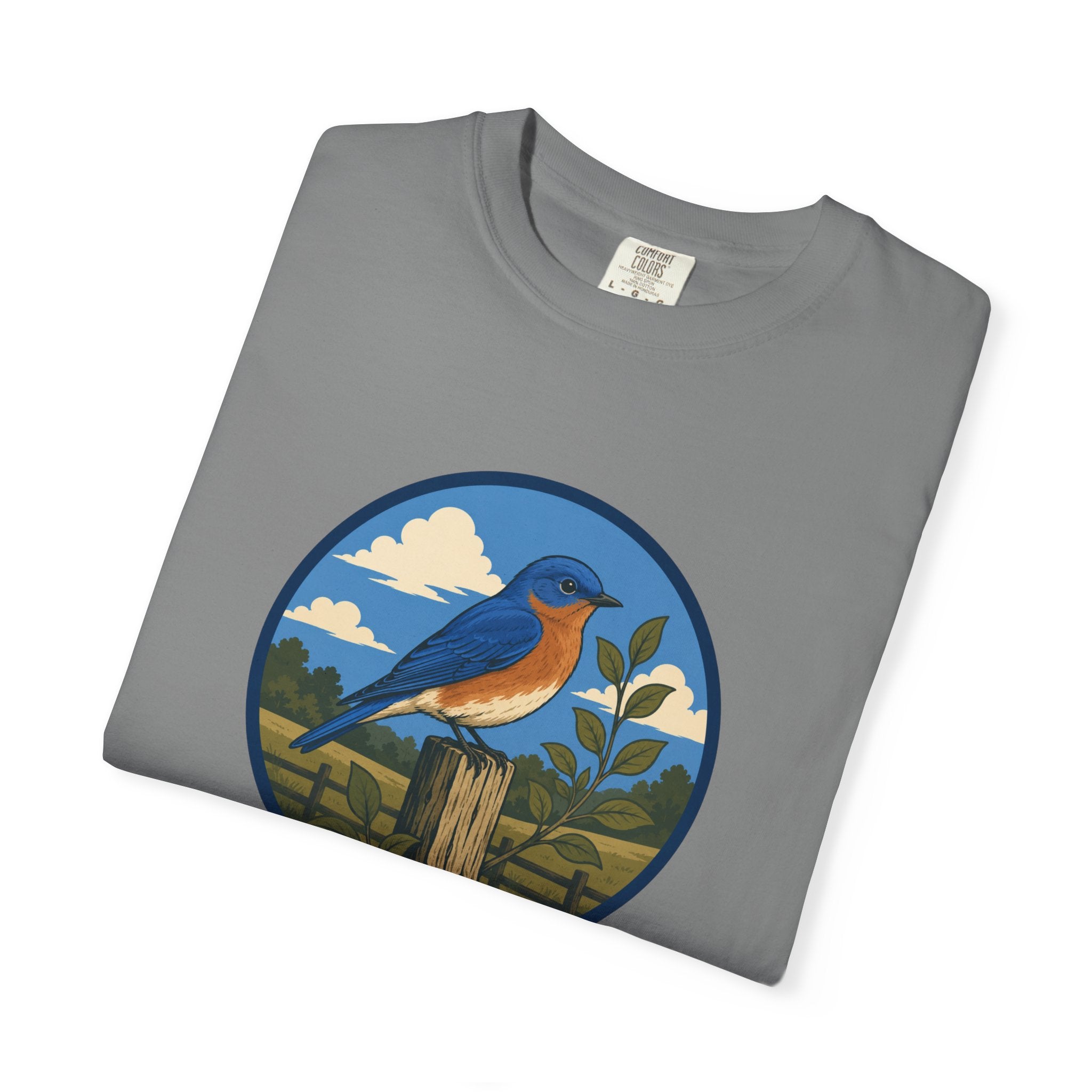 Eastern Bluebird Circle Tee — Vintage Birdwatching Graphic T-Shirt
