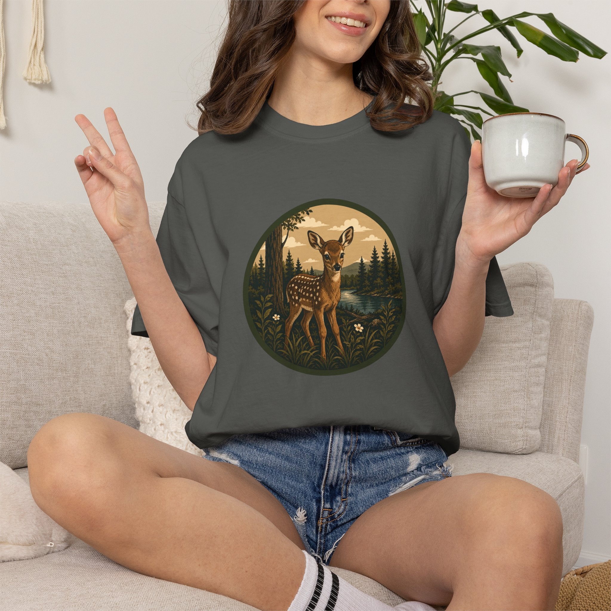 Fawn Forest Tee — Vintage Woodland Deer T-Shirt