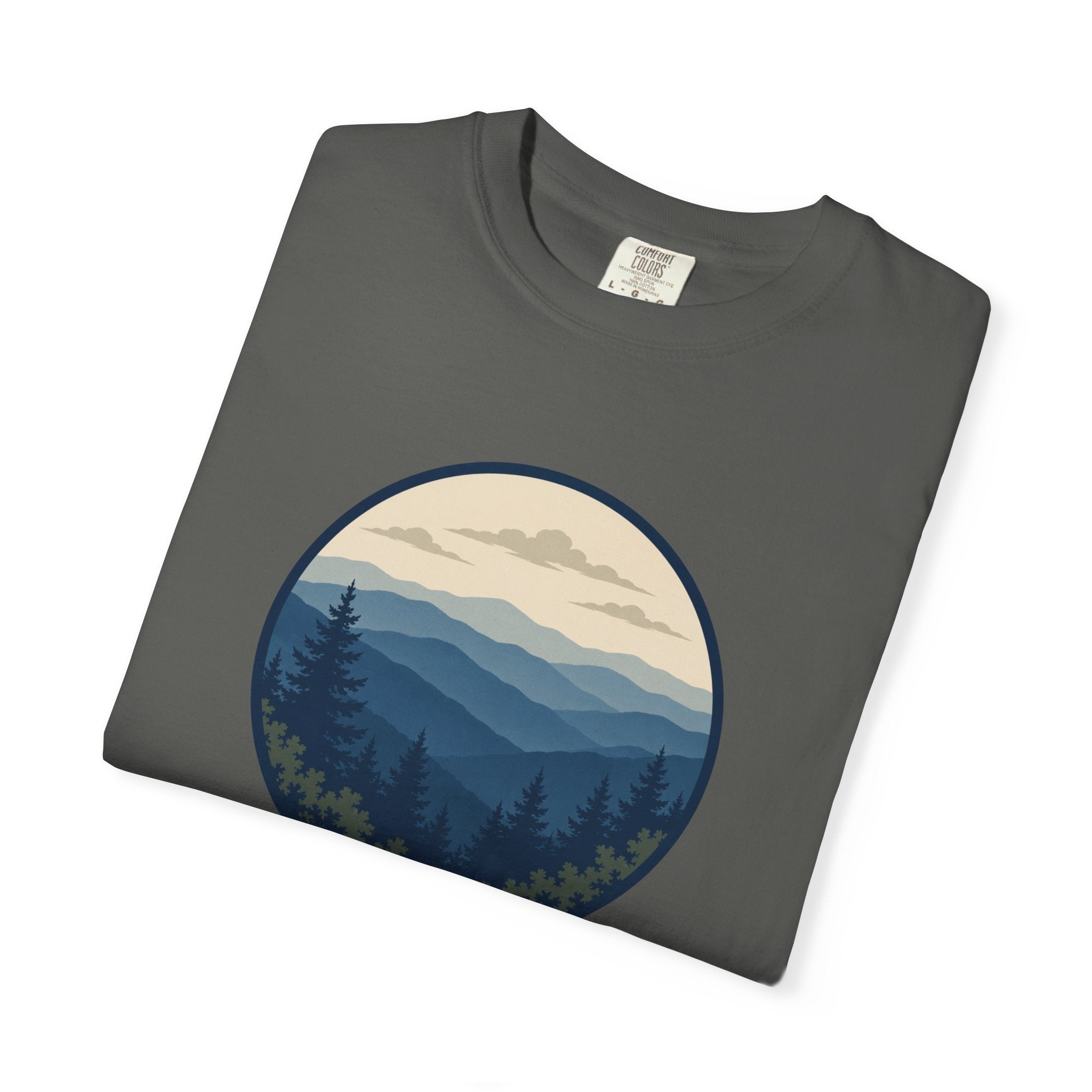 Mountain Ridge Circle T-Shirt — Scenic Forest Landscape Tee