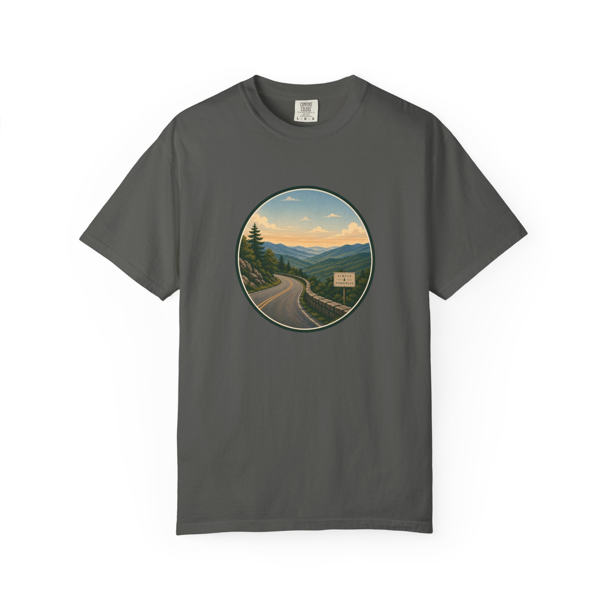 Road Through the Mountains T-Shirt — Scenic Sunset Drive Graphic Tee