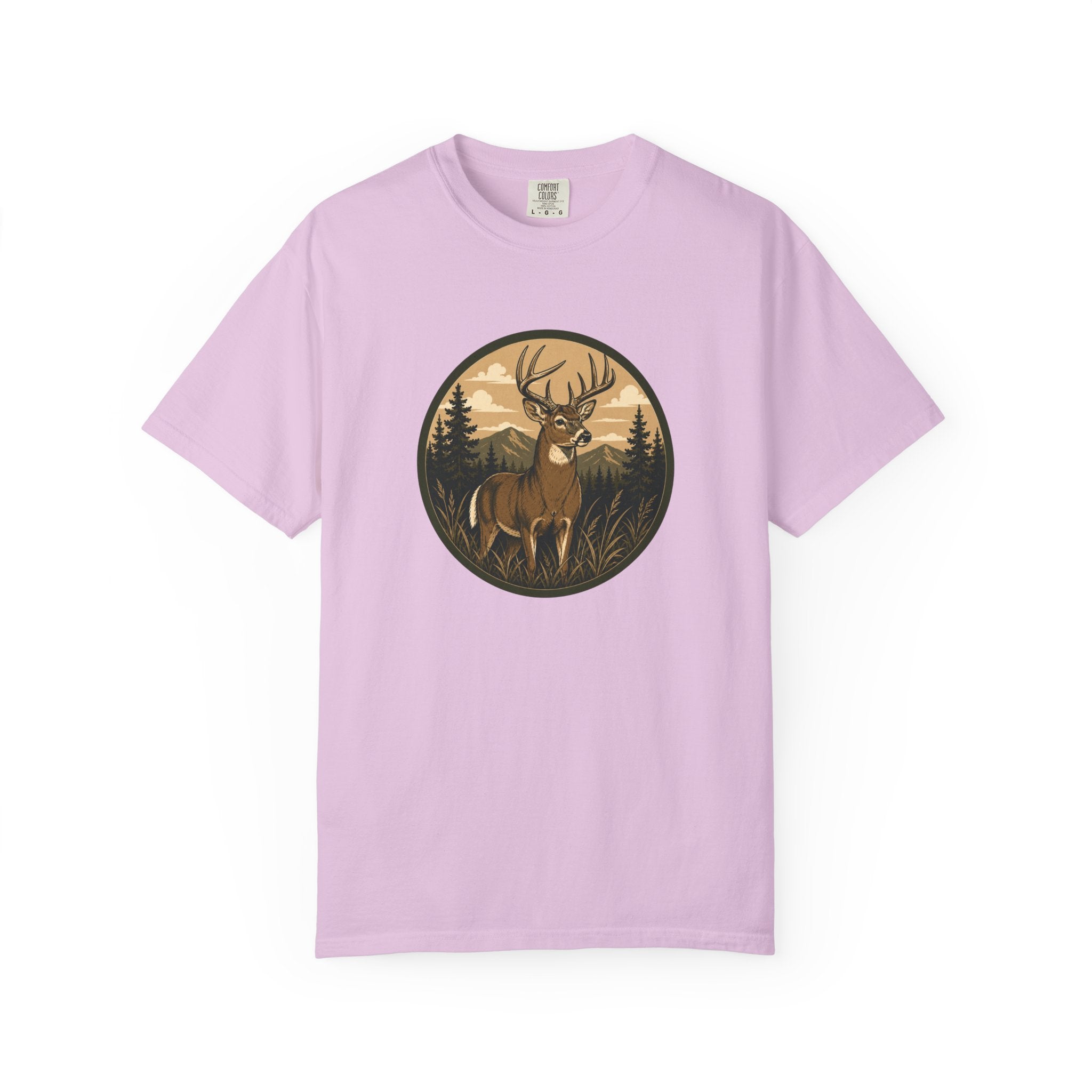 Buck in the Pines T-Shirt — Vintage Deer Forest Graphic Tee