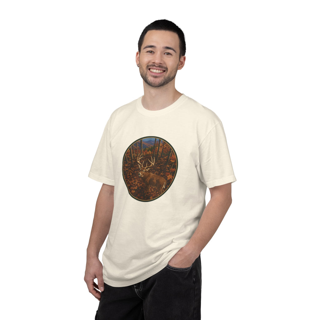 Whitetail BuckT-Shirt — Autumn Forest Deer Circle Graphic