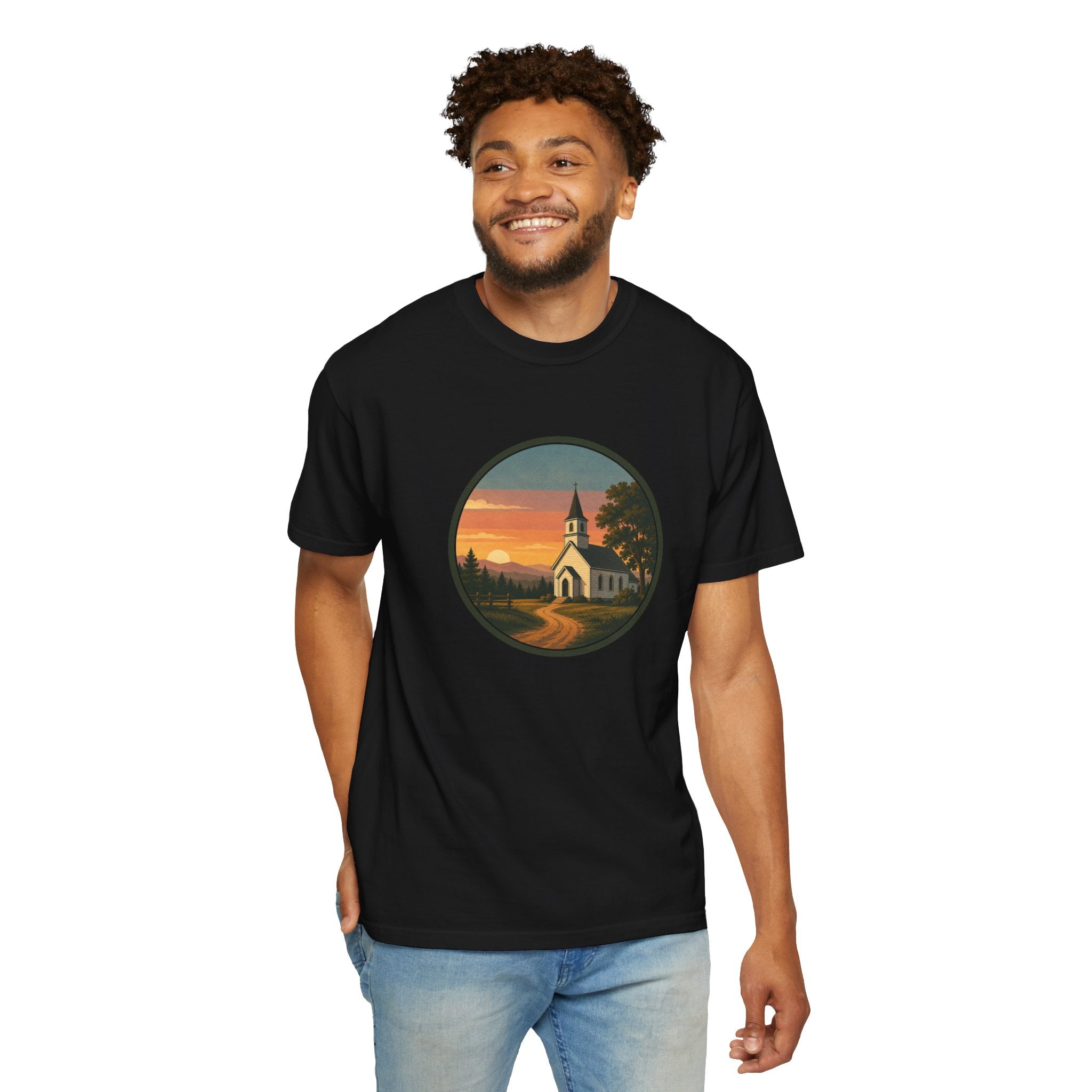 Vintage Church Sunset T-Shirt