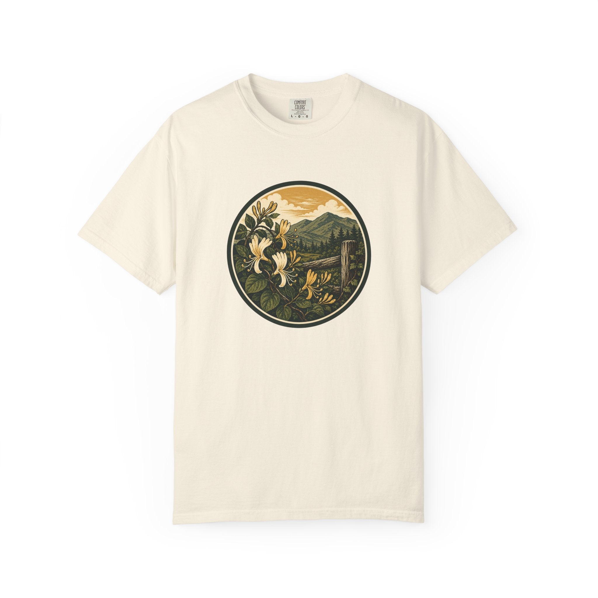 Nature Circle Graphic Tee — Mountain Honeysuckle Scenic T-Shirt