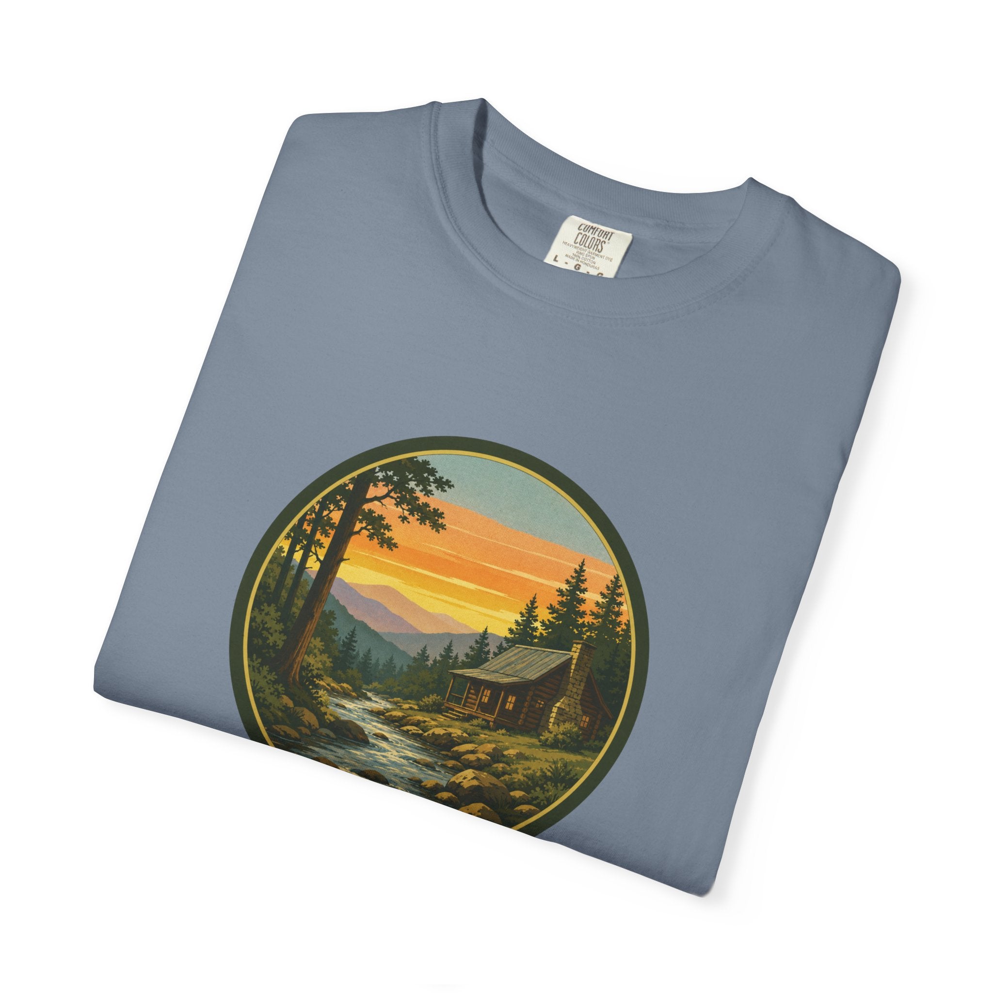 Nature Sunset River T-Shirt — Vintage Mountain Cabin Scenic Tee