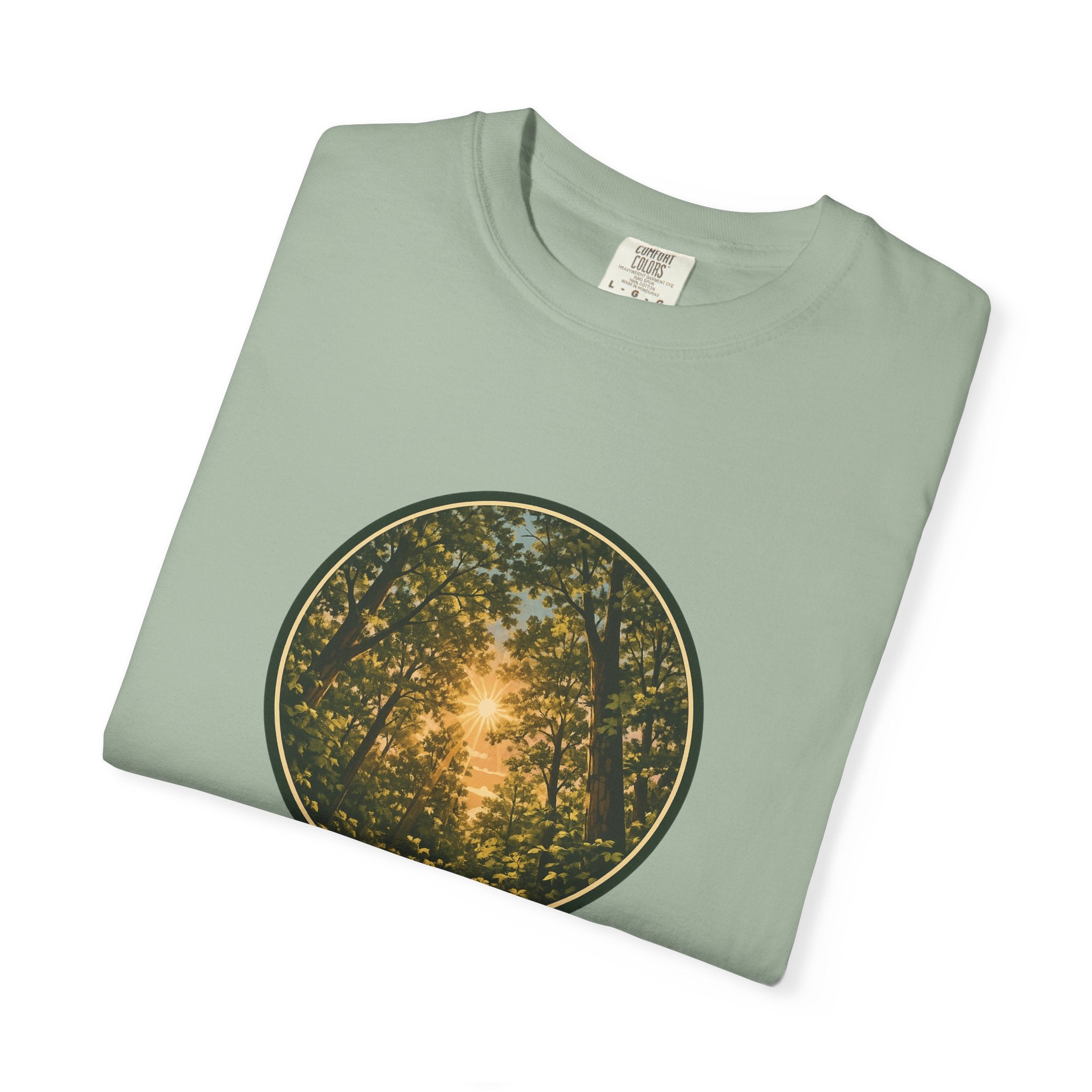 Forest Sunburst T-Shirt — Circular Woodland Nature Tee