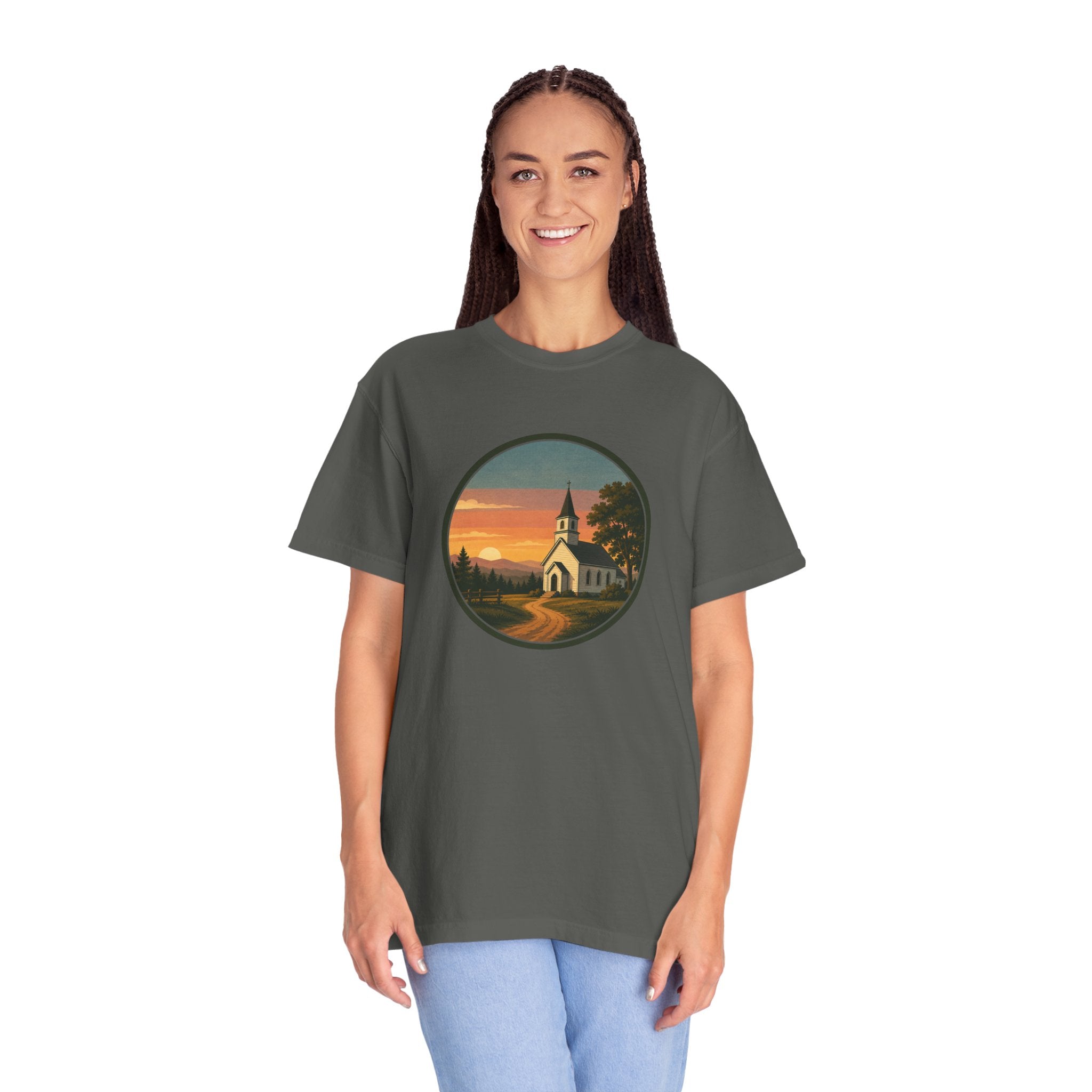 Vintage Church Sunset T-Shirt